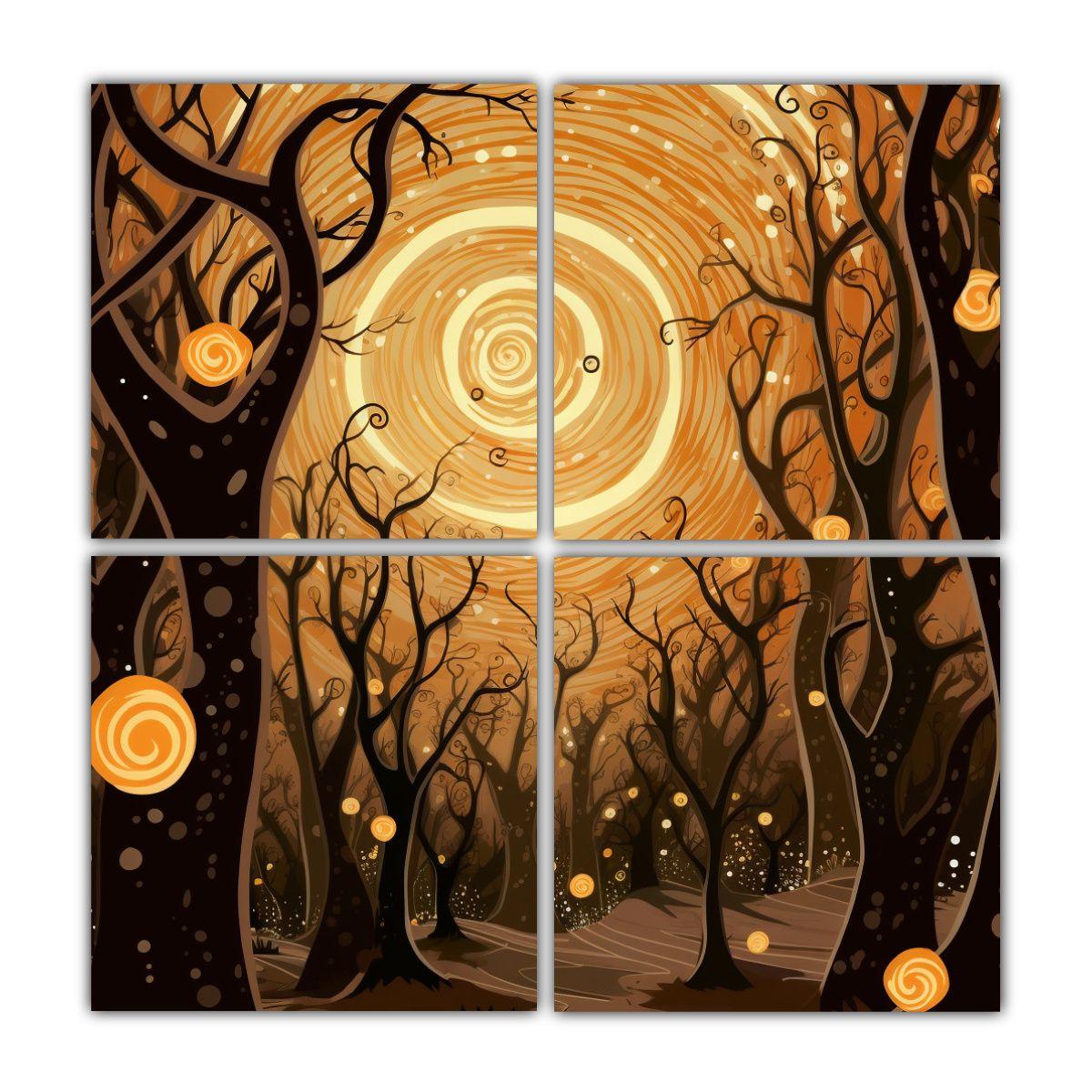 4 Composiciones Místicas Y Encantadoras De Fondo 100x100 Cm-0
