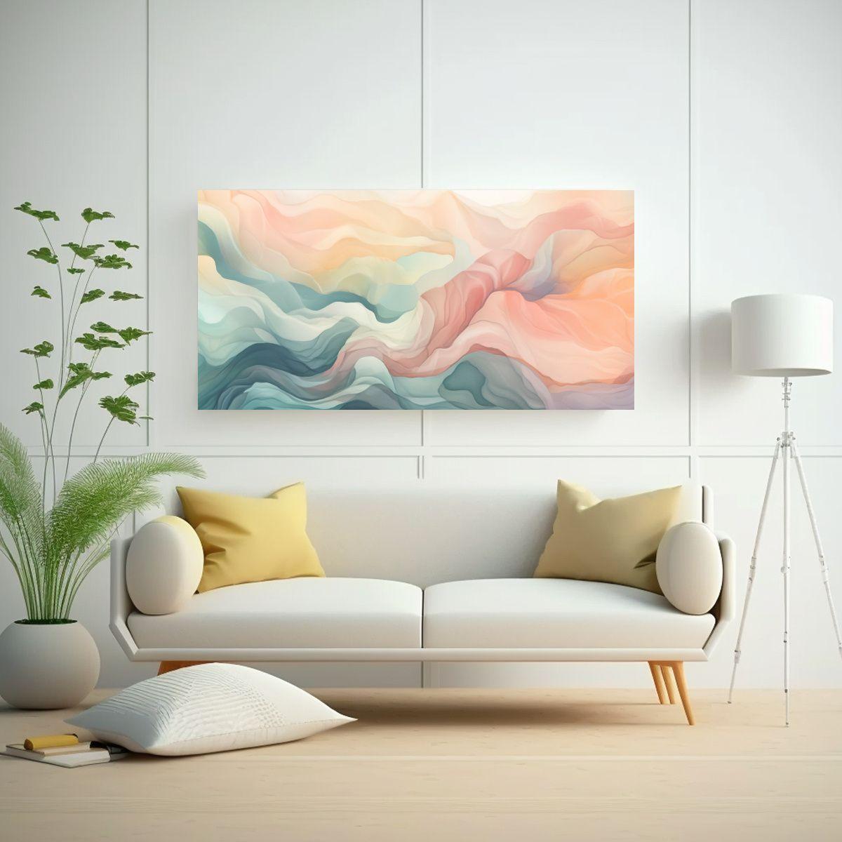 Pintura Abstracta Líneas Calmantes En Tela 80x40 Cm-2