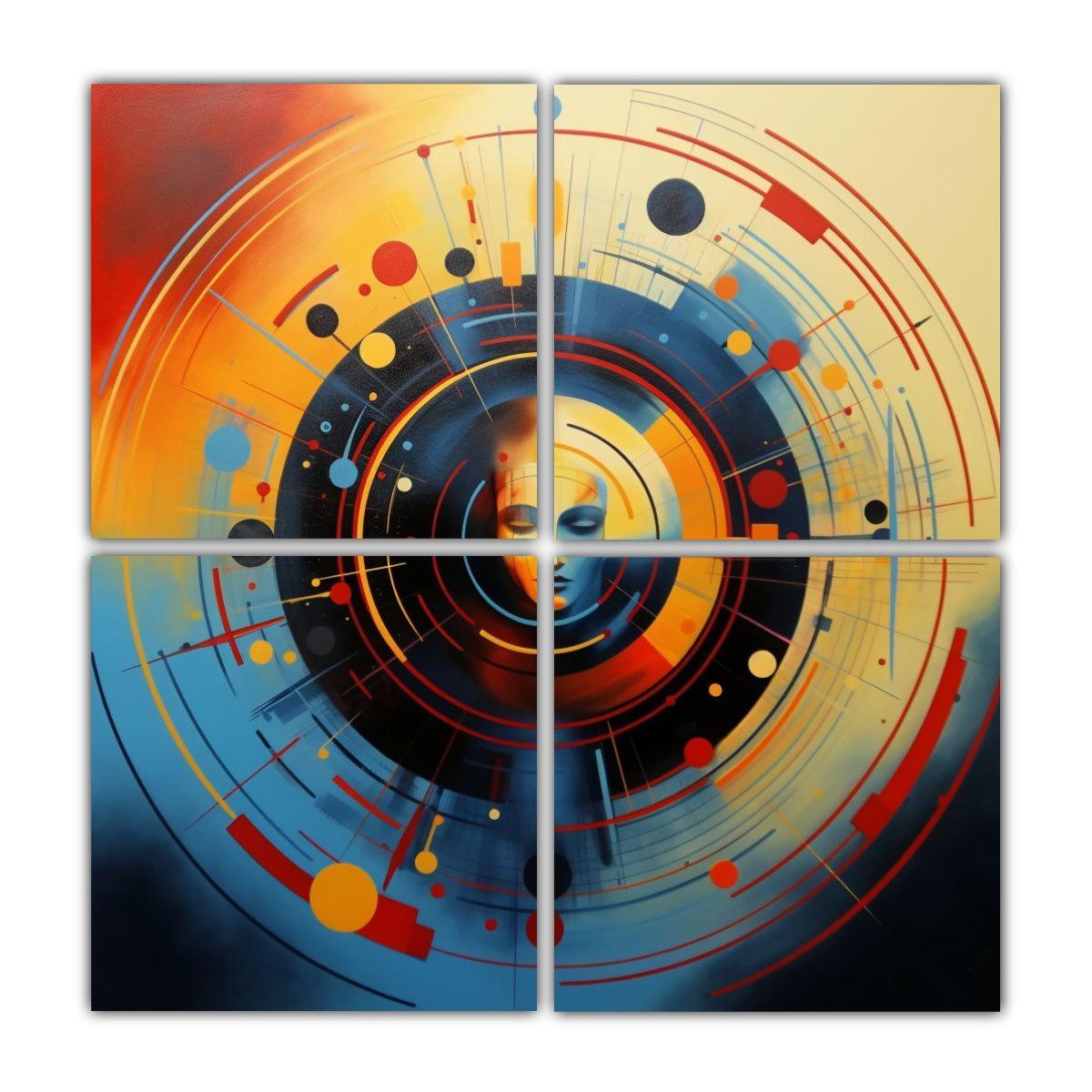 Cuatro Telas En Bastidor Temática De Diseño 100x100 Cm-0