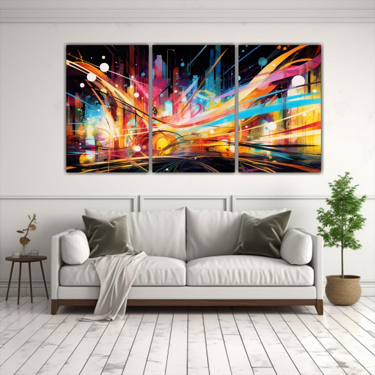 Pinturas Abstractas Habitación Con Patrones 90x45 Cm-2