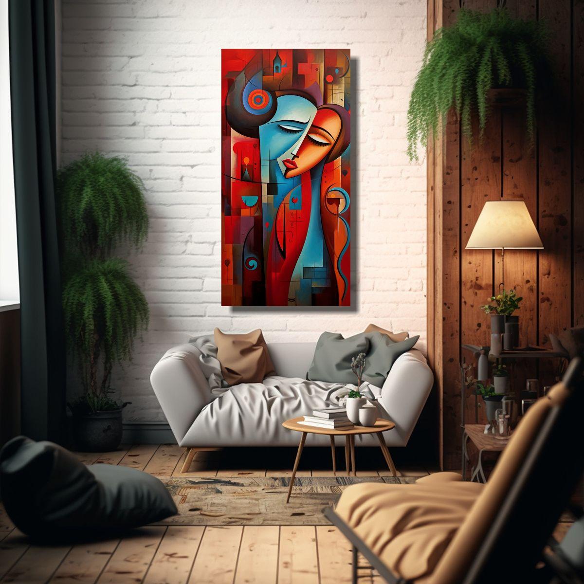 Cuadro Abstracto Parejas En Color Arte Moderno 70x140cm-2