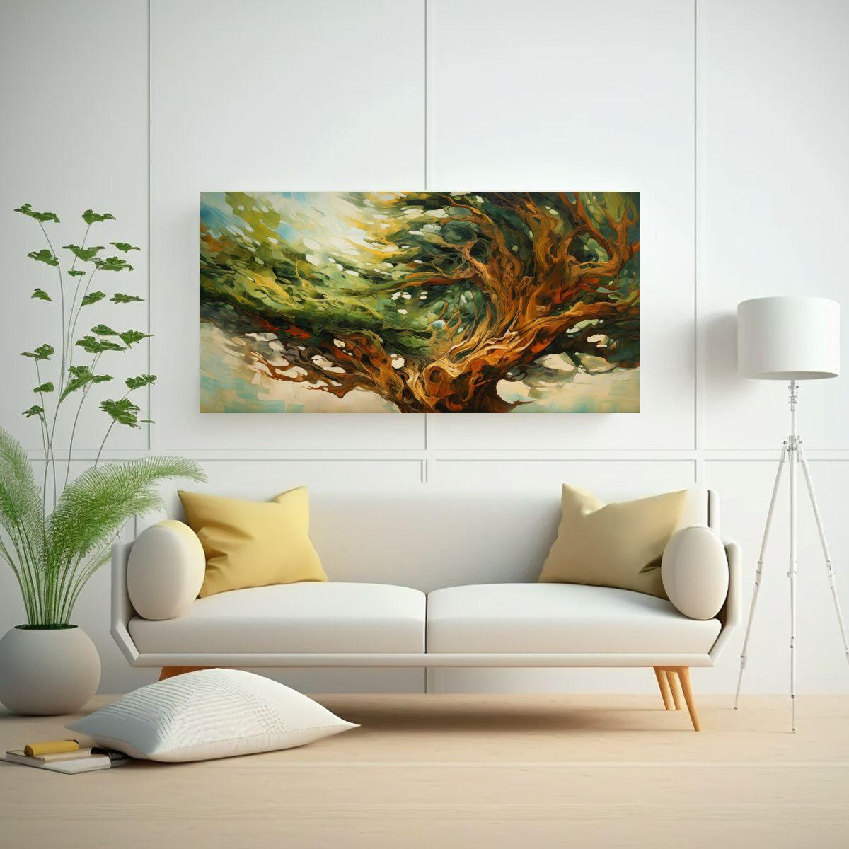Pintura Abstracta De árbol De Ciprés En Estilo 160x80 Cm-2
