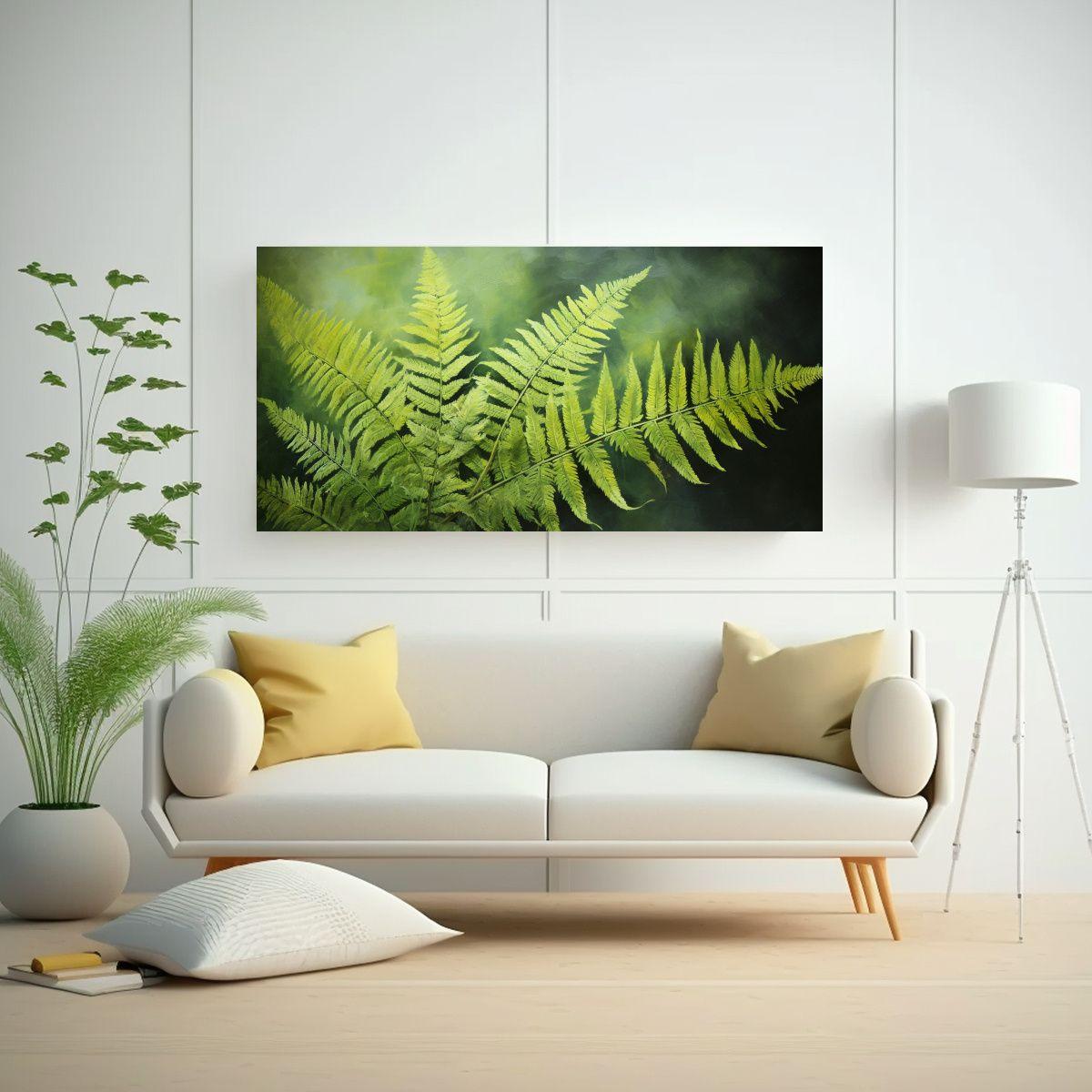 Cuadro De Tela En Bastidor Para Sala Con Hojas De  80x40cm-2