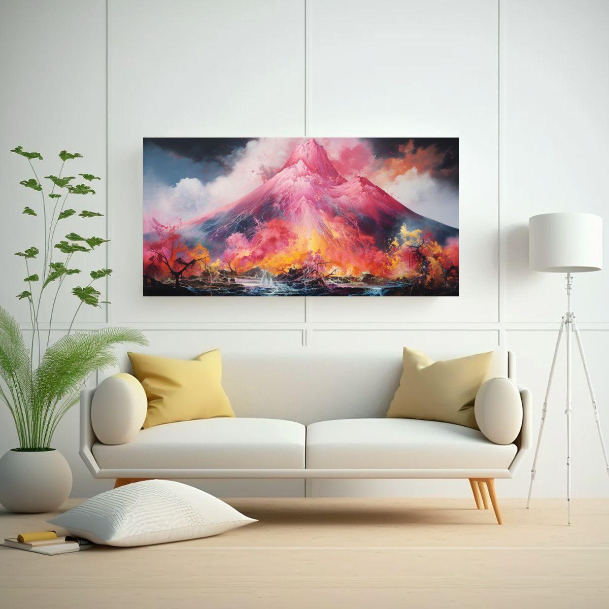 Pintura Abstracta Del Tema Poder De Un Volcán 100x50cm-2