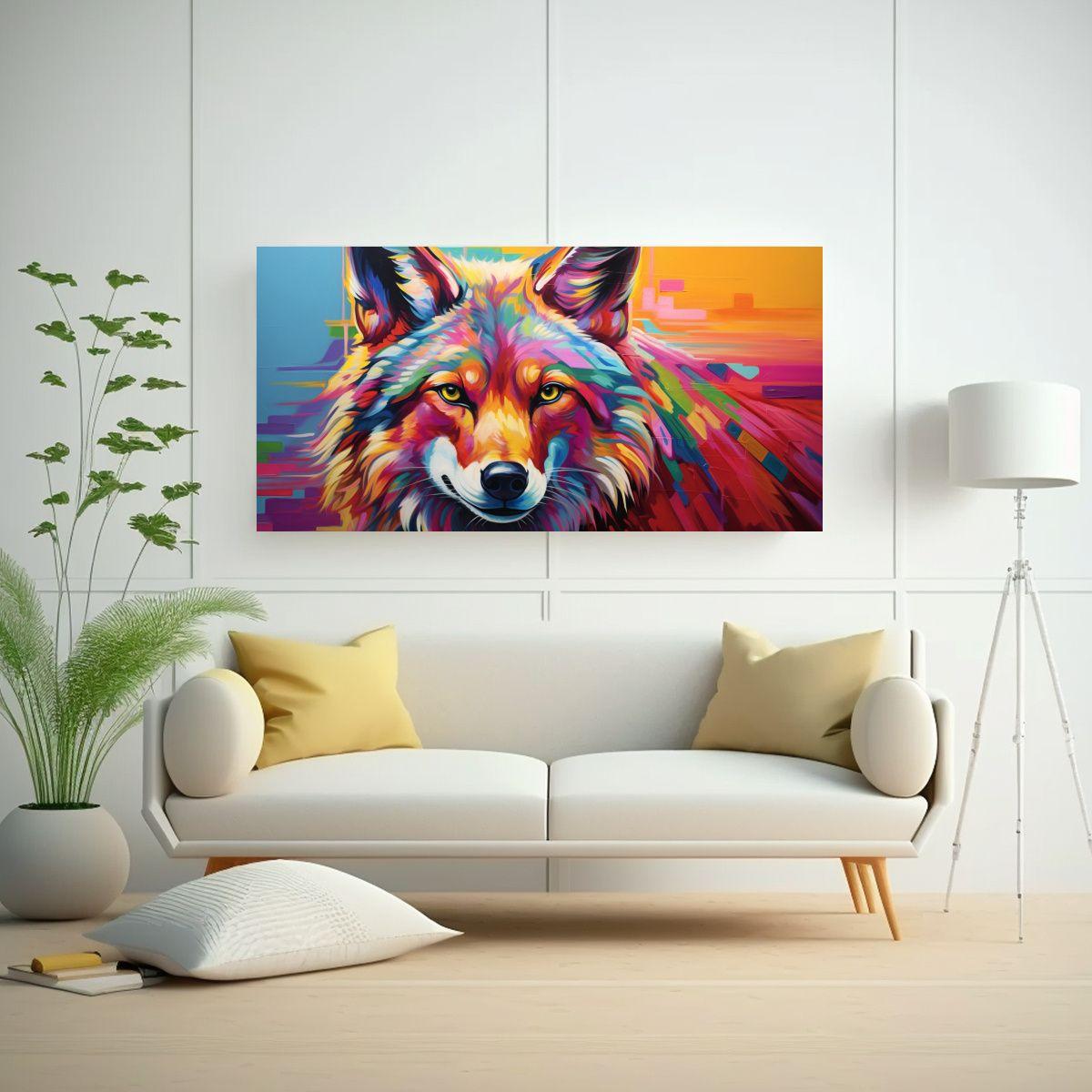 Pintura Al Estilo óleo De Estilo Coyote Colorido 40x20cm-2