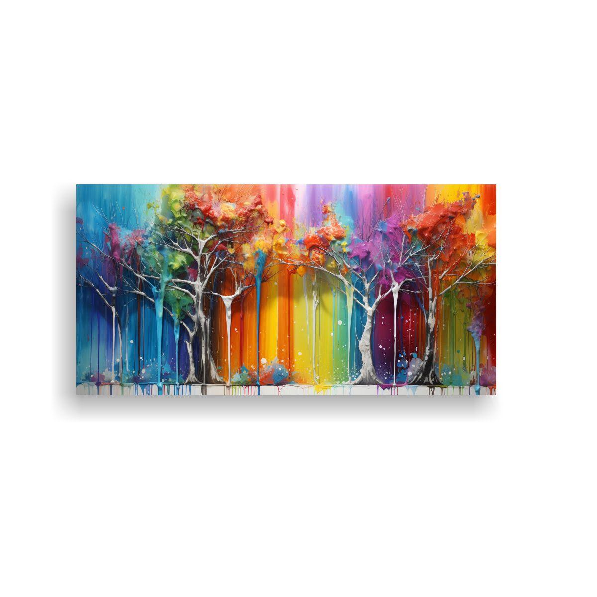 Pintura Vintage Rectangular En Colores Vibrantes 140x70cm-0