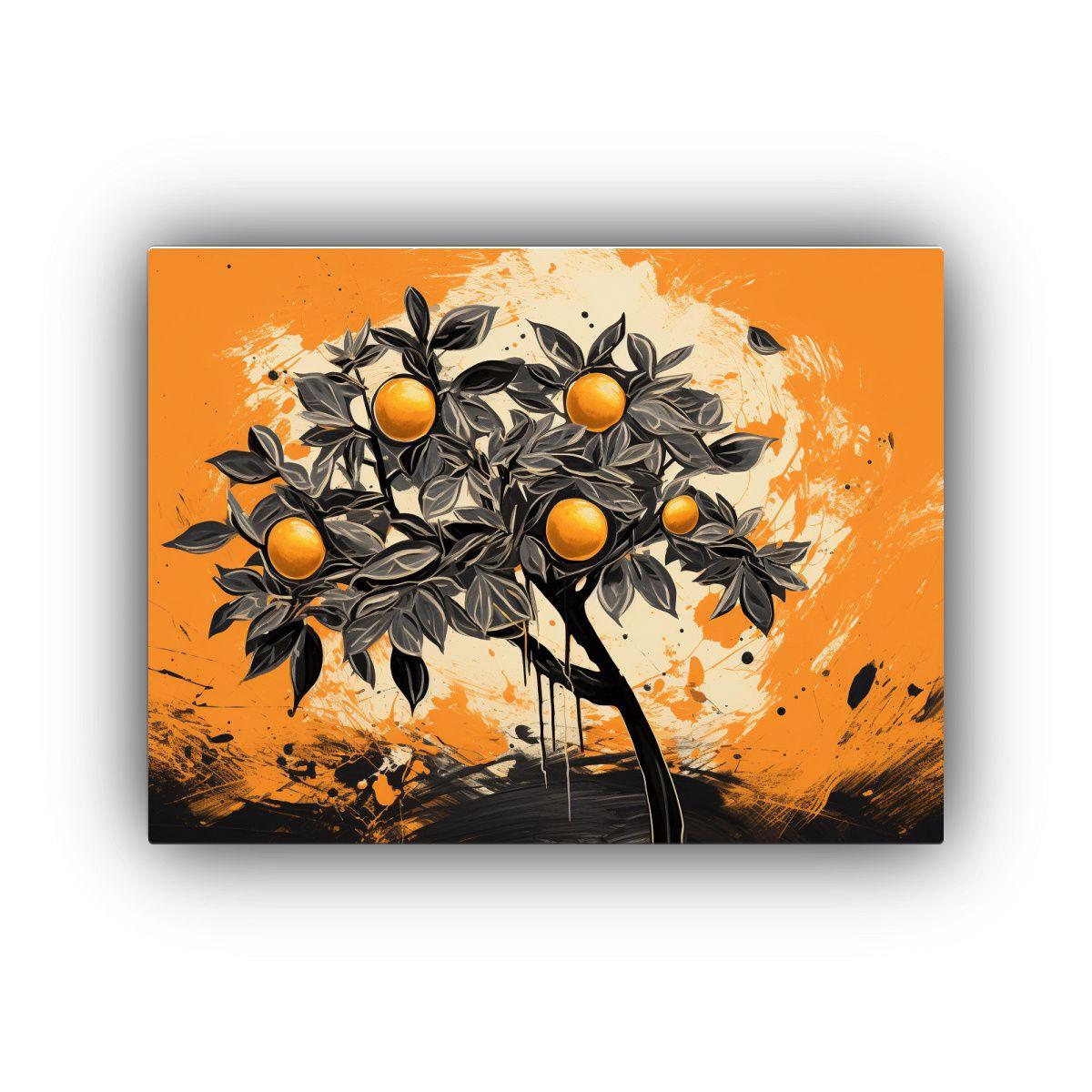 Cuadros De Salón En Colores Naranja Y Negro Con Atmosfera N 50x40cm-0