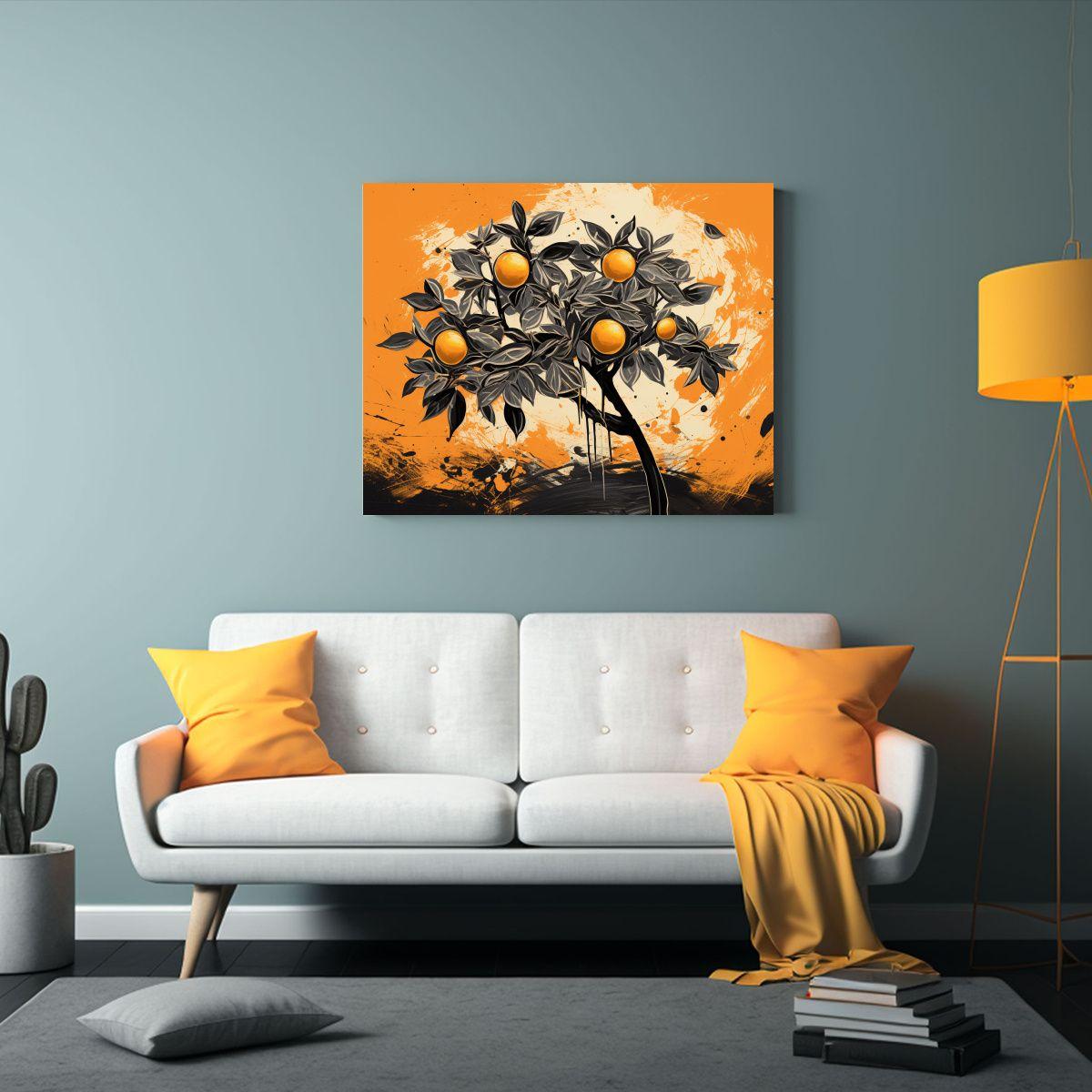Cuadros De Salón En Colores Naranja Y Negro Con Atmosfera N 50x40cm-2