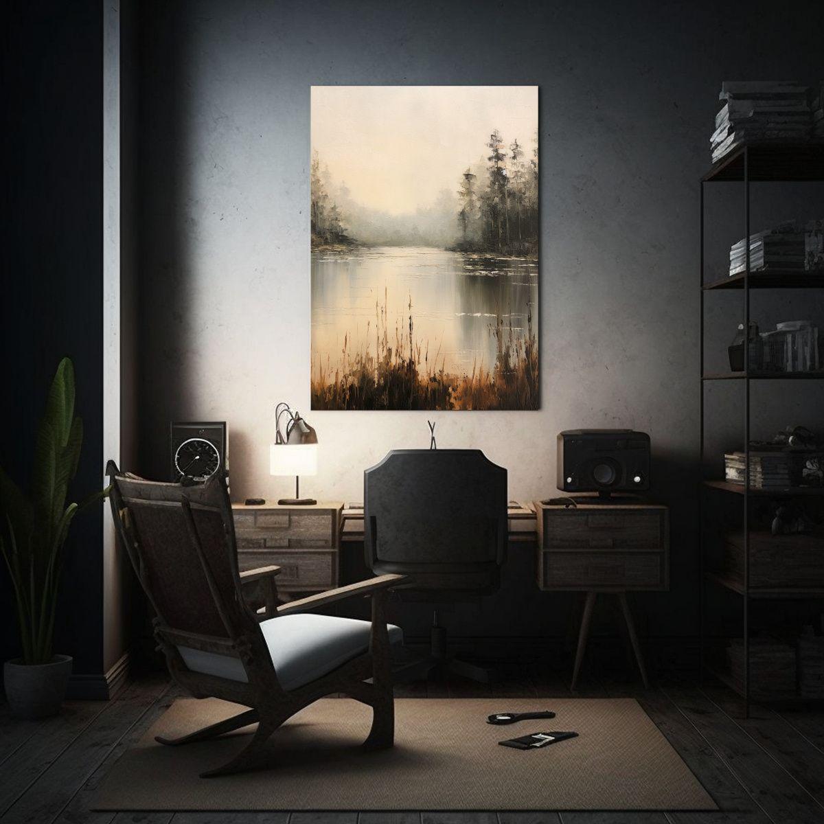 Cuadro De Impacto Visual De Un Lago Al Estilo De Una Pintura 40x50cm-2