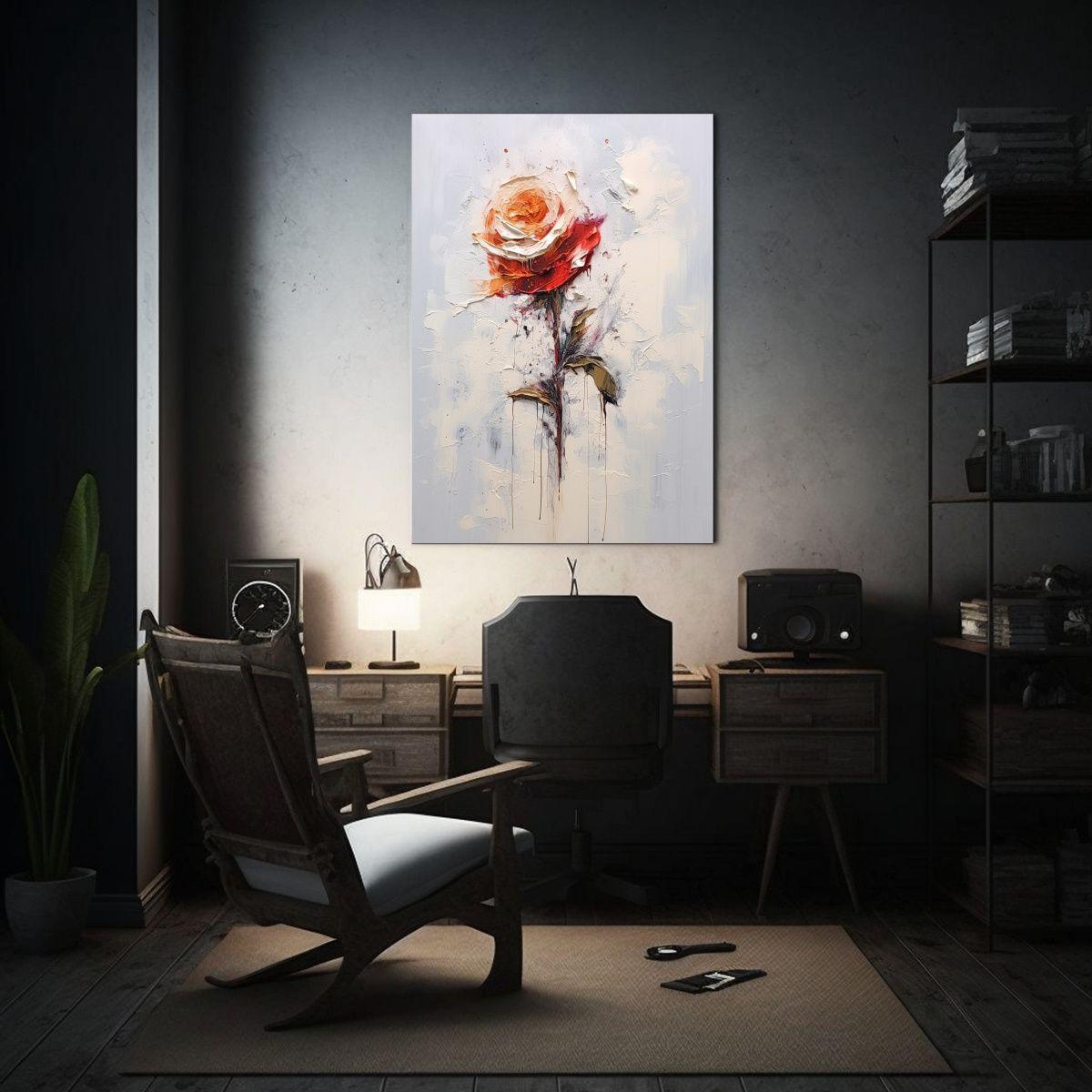Pintura Surrealista De Montaña Con Flores Rosas 80x120cm-2