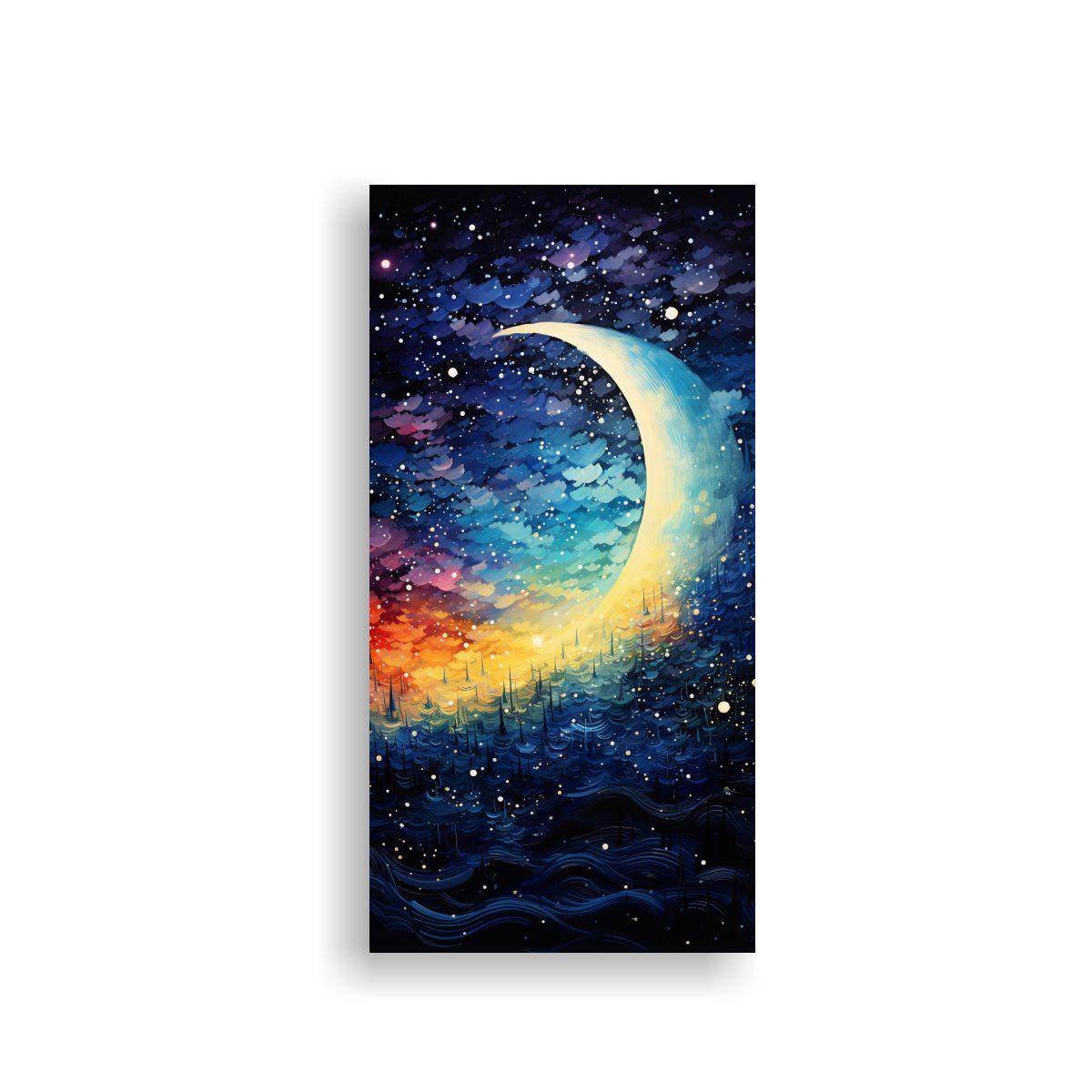 Cuadro Abstracto De Una Luna Creciente De Cerca 40x80cm-0