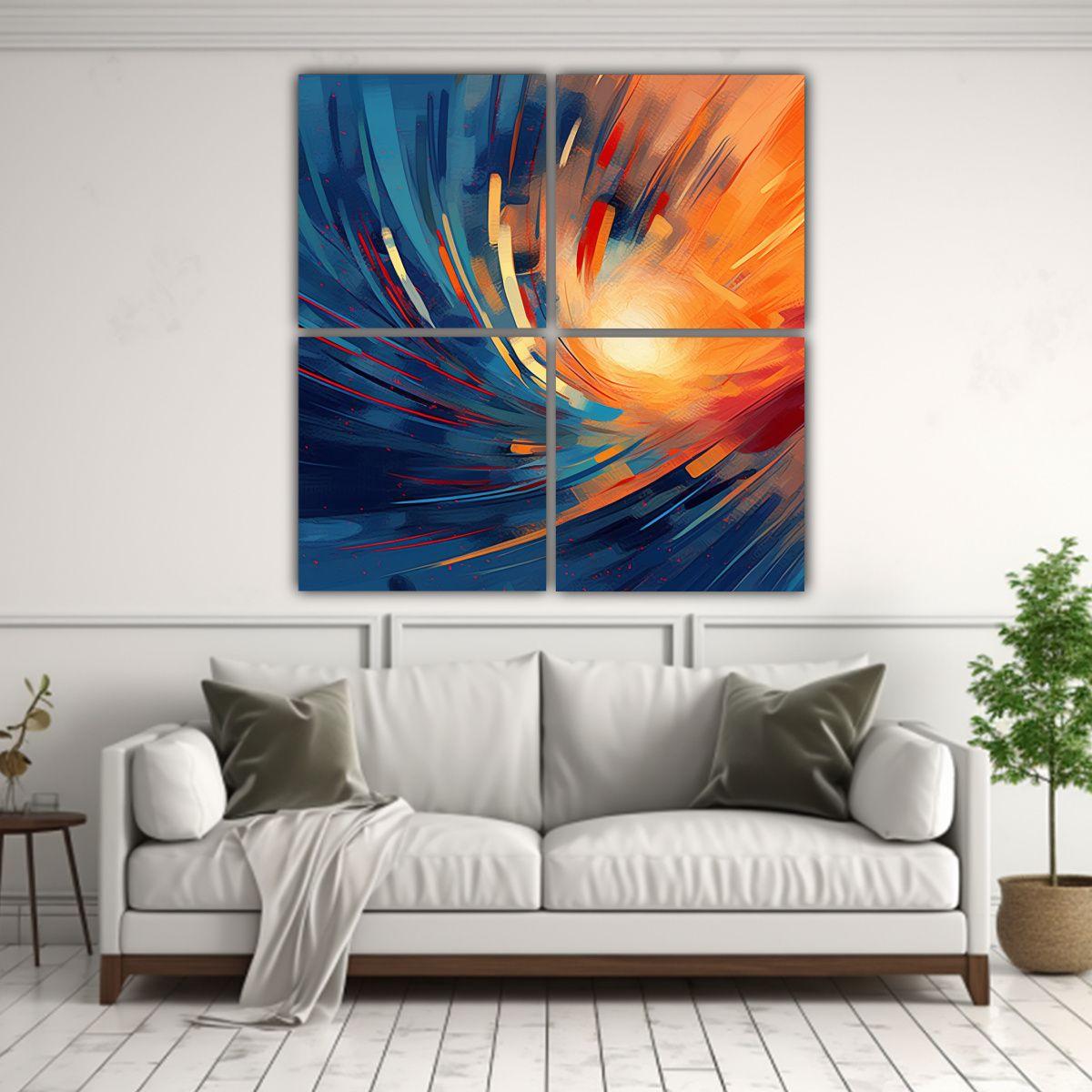 Cuadro Moderno Abstracto Con Colores Vibrantes. 60x60 Cm-2