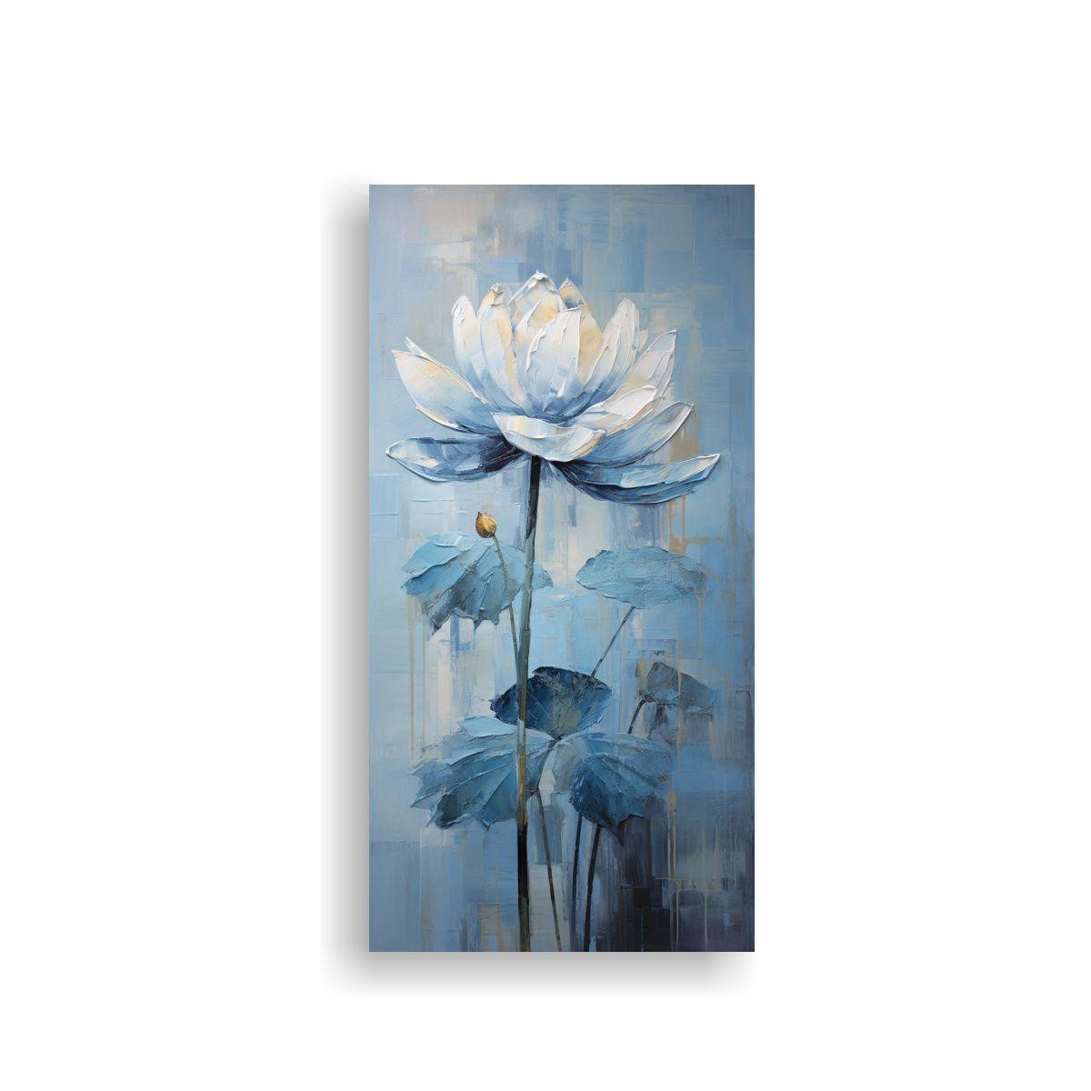 Cuadro Impreso Modernidad Lienzo Azul Loto Estilo 70x140cm-0