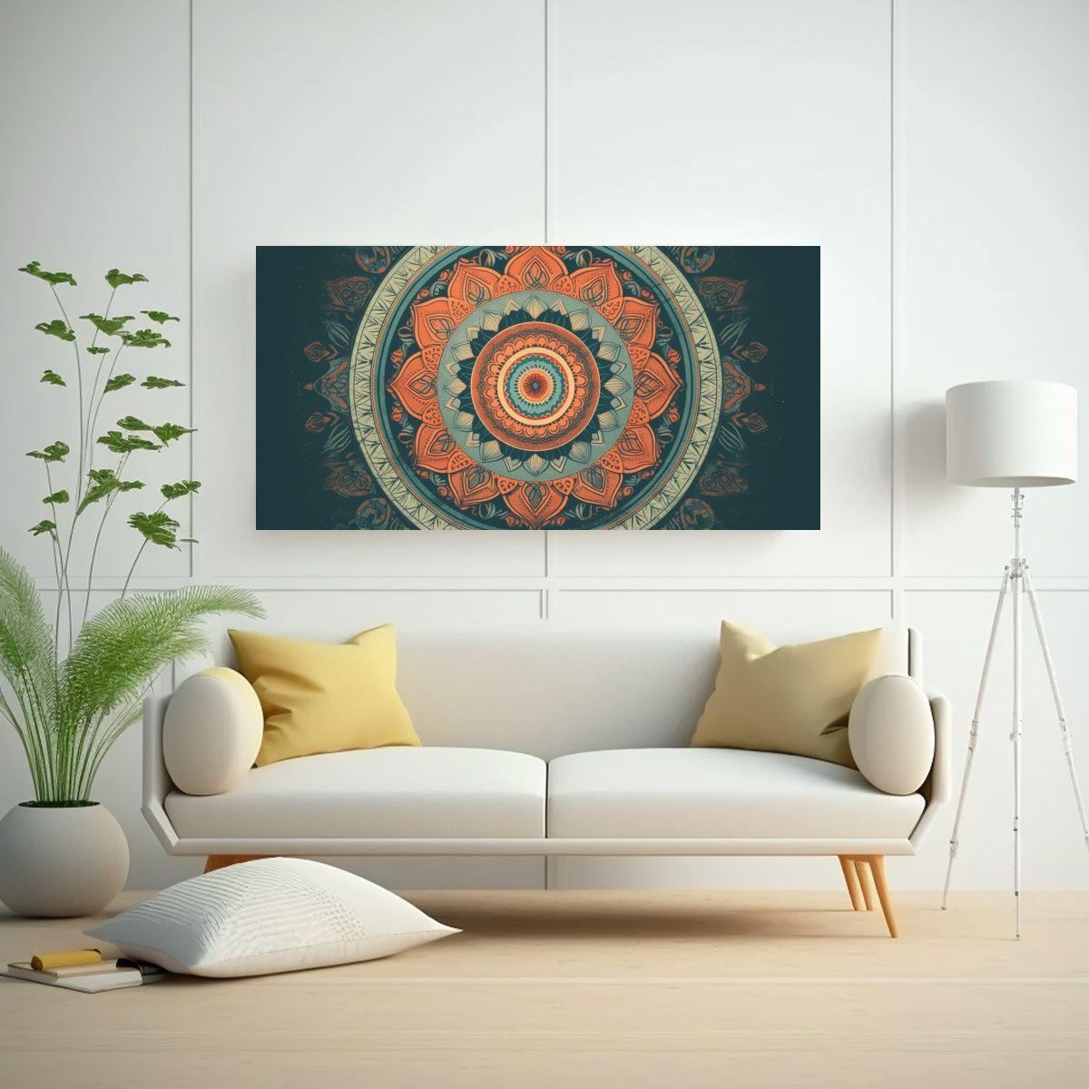 Cuadro Mandala Moderno En Tela Duradera 100x50cm-2