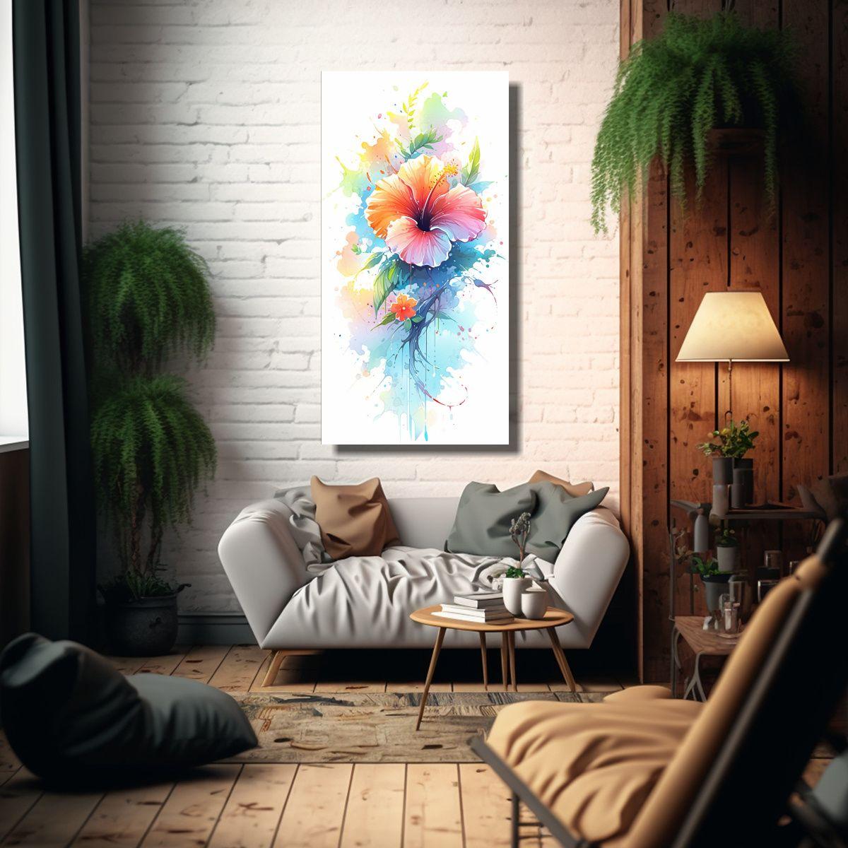 Cuadro De Habitación De Decoración A Hibiscus 70x140cm-2