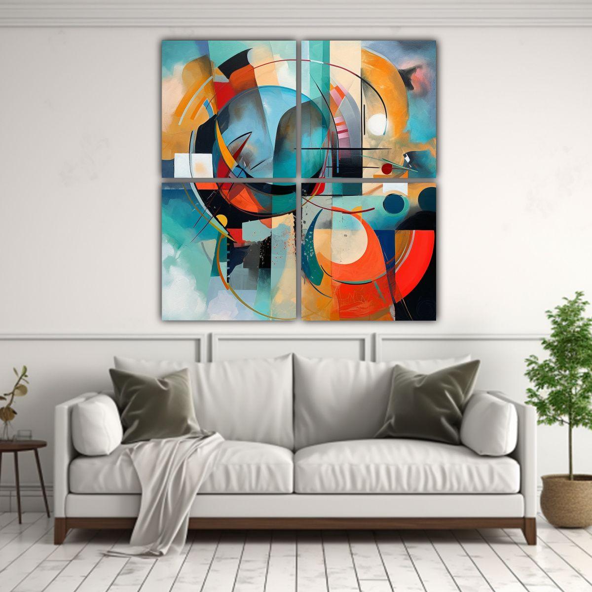 Pinturas De Decoración Abstractas Cuatro Canvas 180x180 Cm-2
