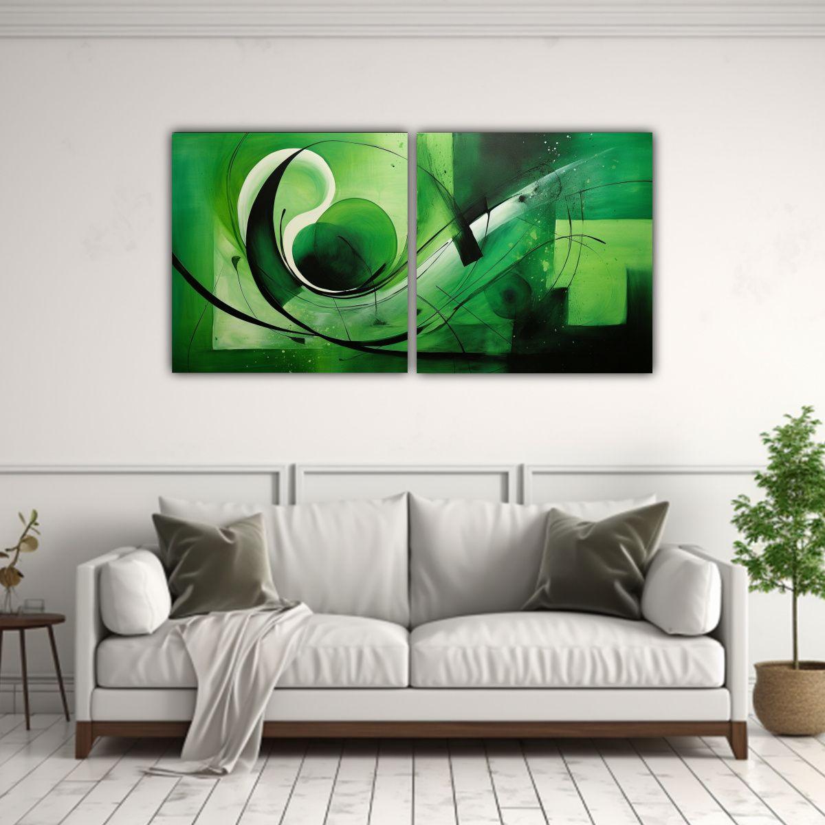 Cuadro Abstracto Verde De Alta Calidad 120x60 Cm-2