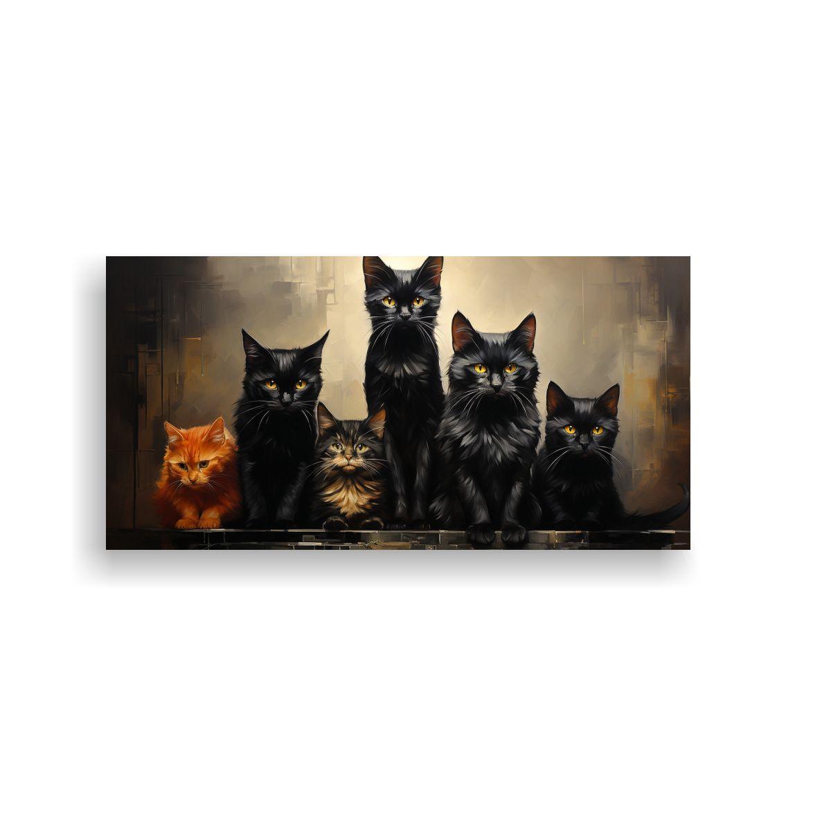 Cuadro De Tela Horizontal Con Figuras De Gatos 160x80cm-0