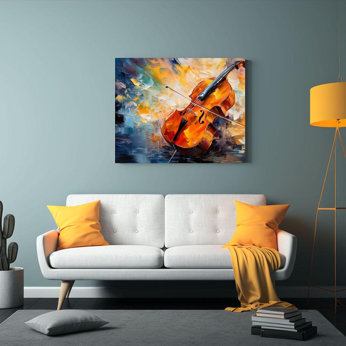 Pintura Abstracta Musical De Alta Calidad En Tonos Coloridos 65x50cm-2