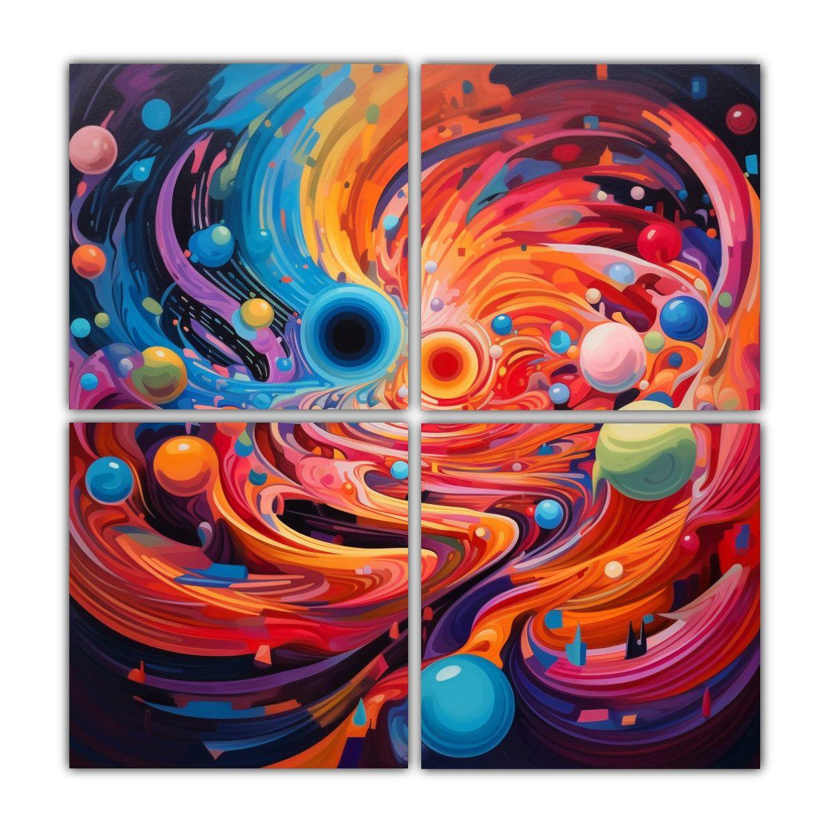 Pinturas Decorativas De 4 Artes Expresión 120x120 Cm-0