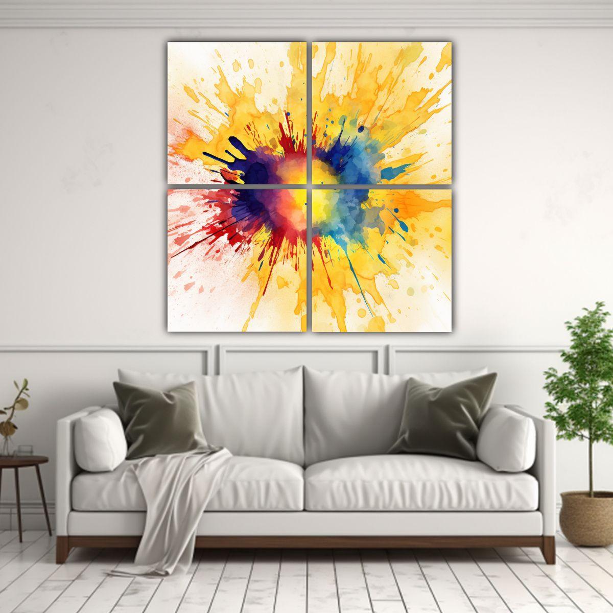 Cuatro Lienzos De Tela Con Patrón Intenso 60x60 Cm-2