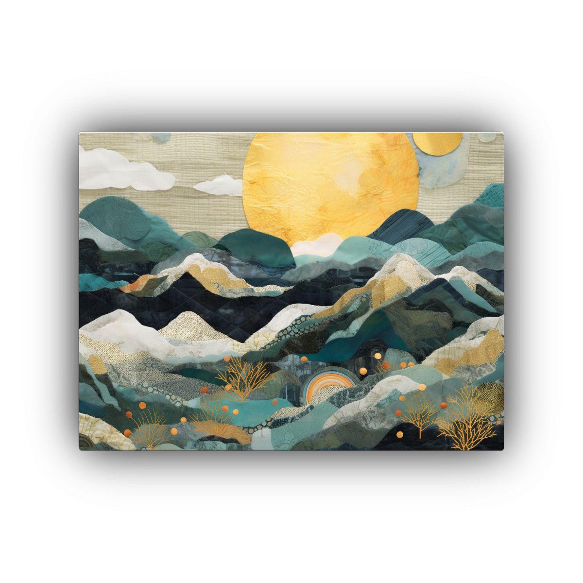 Pintura Paisaje Montañas Nubes Sol Decoración Habitación 60x40cm-0