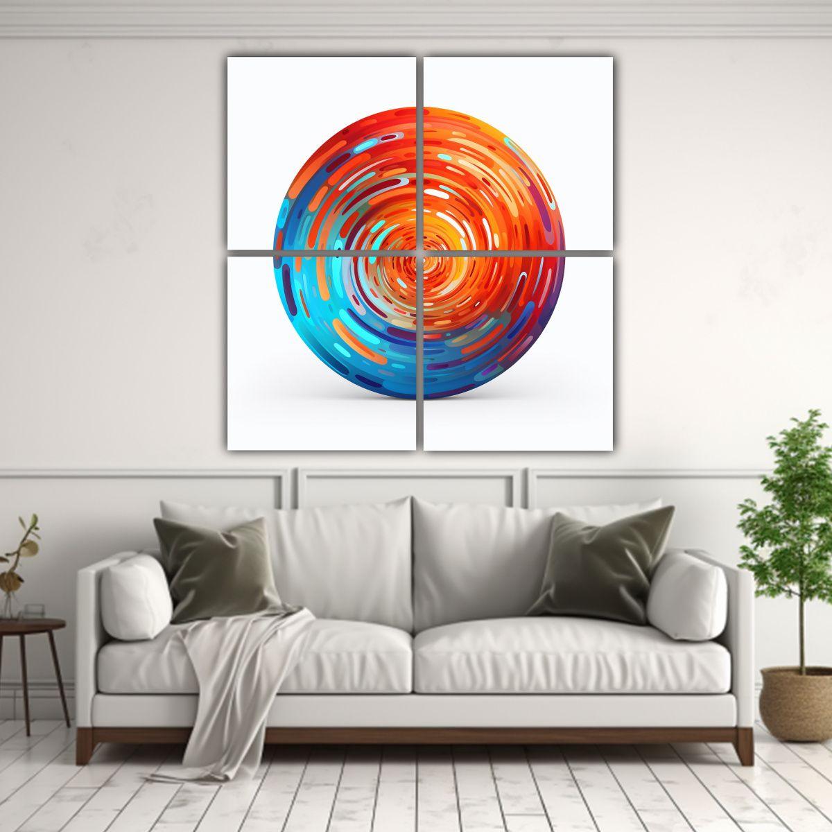 Cuadros Abstractos Protagonismo Círculo Rojo 80x80 Cm-2