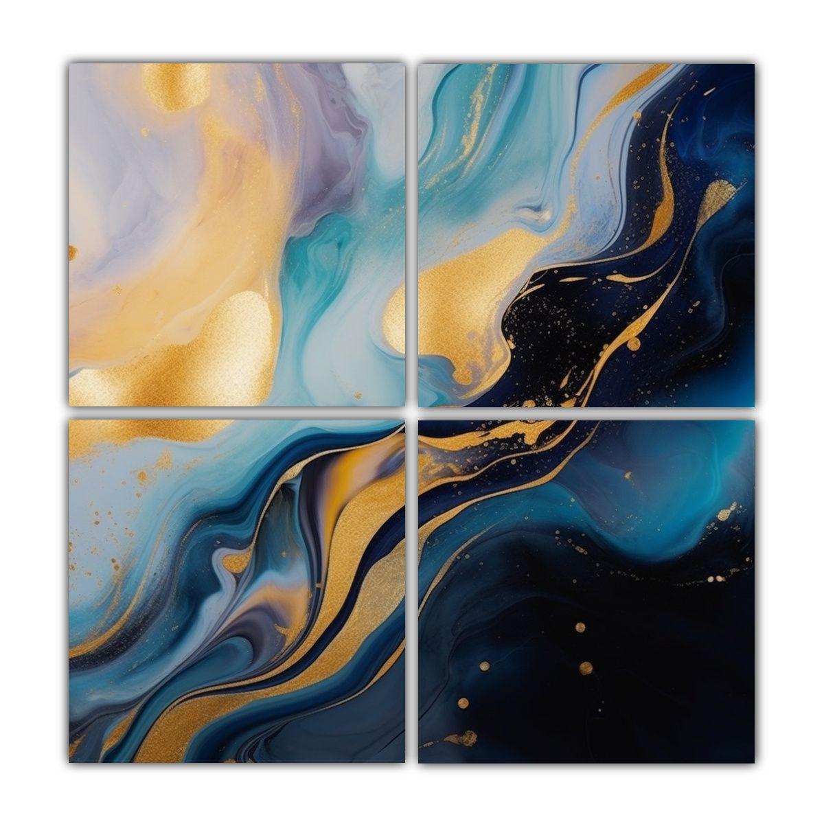 Cuatro Lienzos Expresión: Textura Suave Y Fluida 100x100 Cm-0