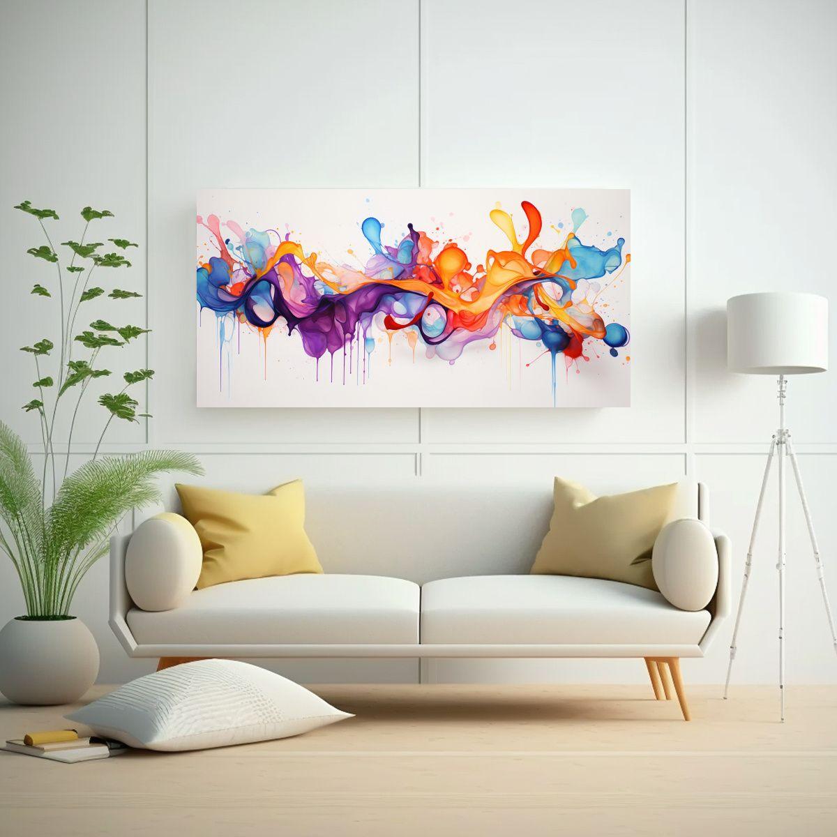 Pinturas Abstracción Acuarela, Cuadro Inspirador 60x30cm-2