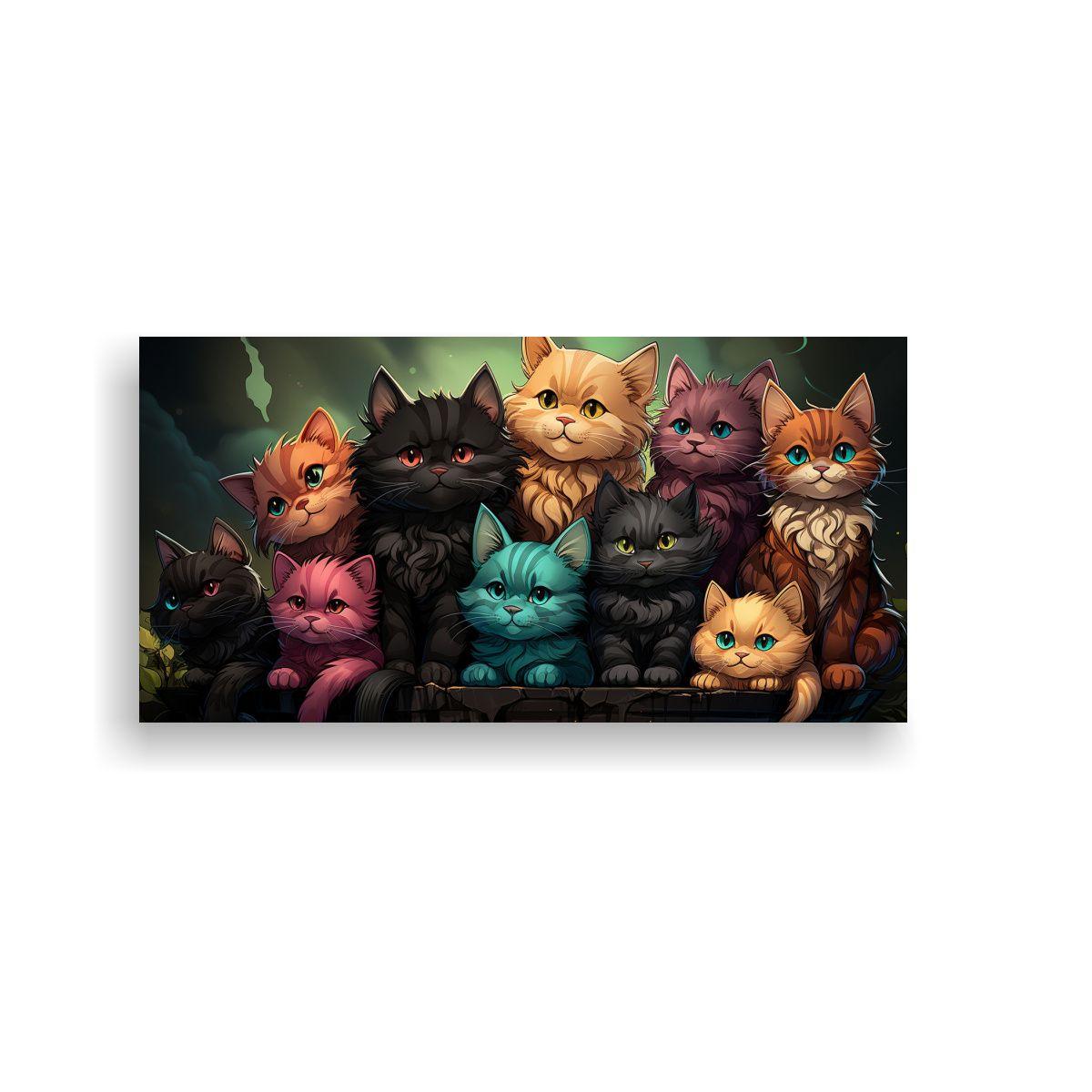 Cuadro Impreso: Gatos De Colores En Una Pila 160x80cm-0