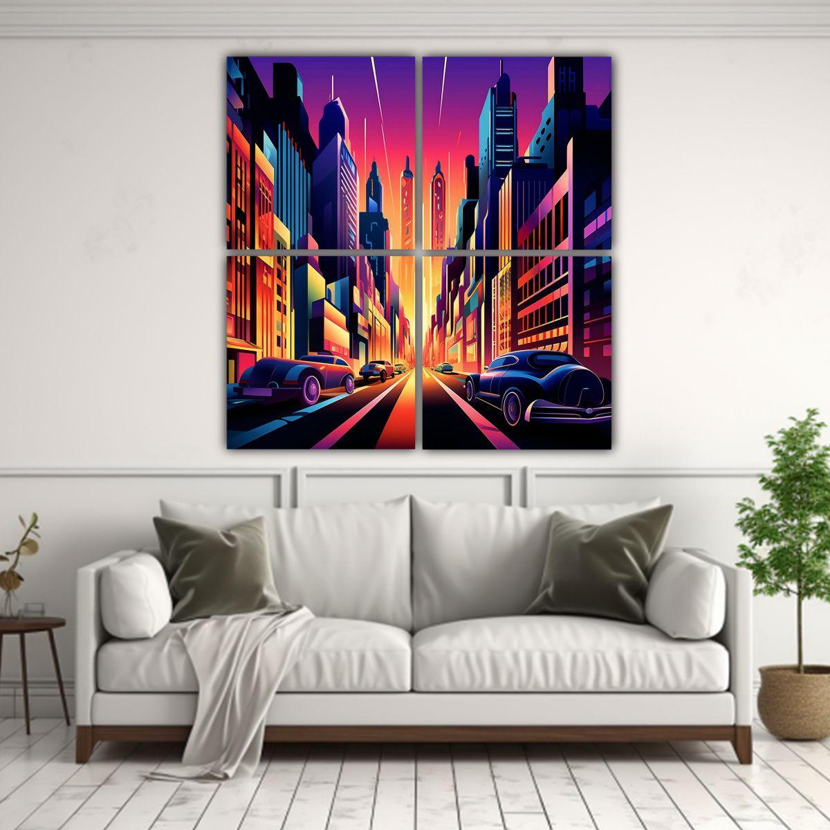 Cuatro Artes Cuadros Abstractos Ilustra Paisaje 180x180 Cm-2
