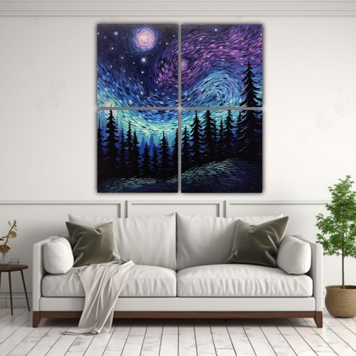 Cuatro Lienzos De Tela Decoración Artesanal 60x60 Cm-2