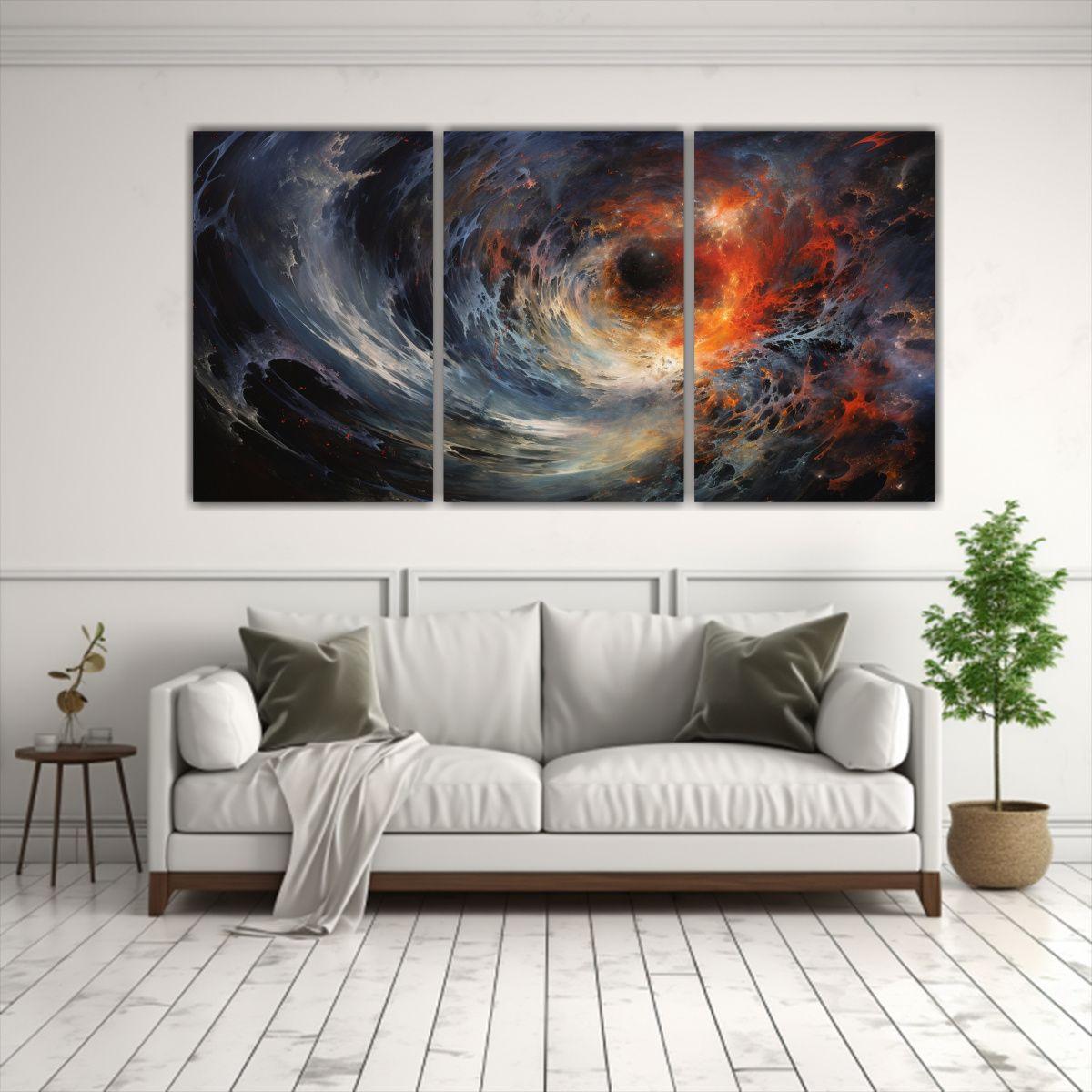 Pinturas Decorativas Cósmicas En Bastidor 90x45 Cm-2