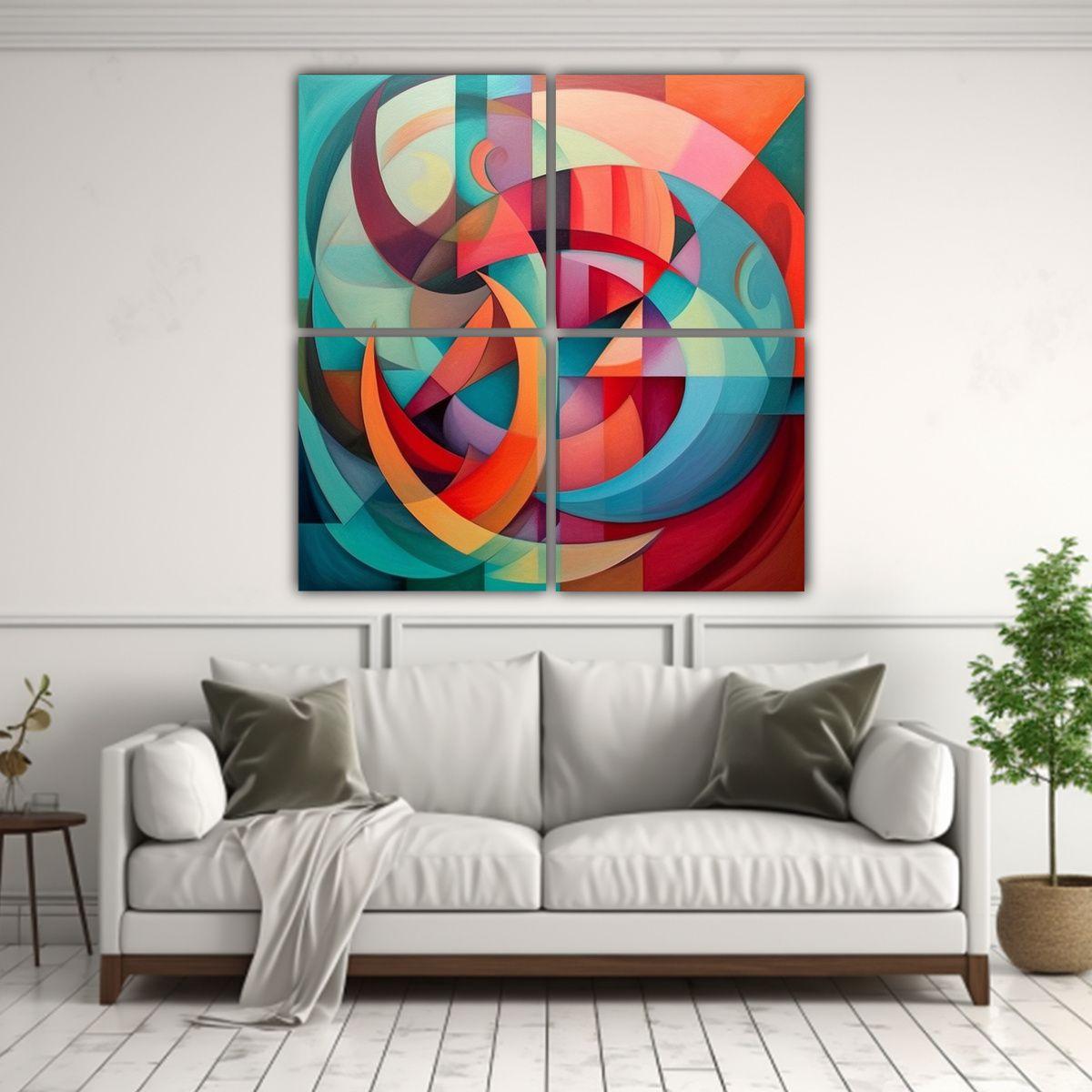 Lienzos De Tela Minimalistas En Forma Abstracta 200x200 Cm-2