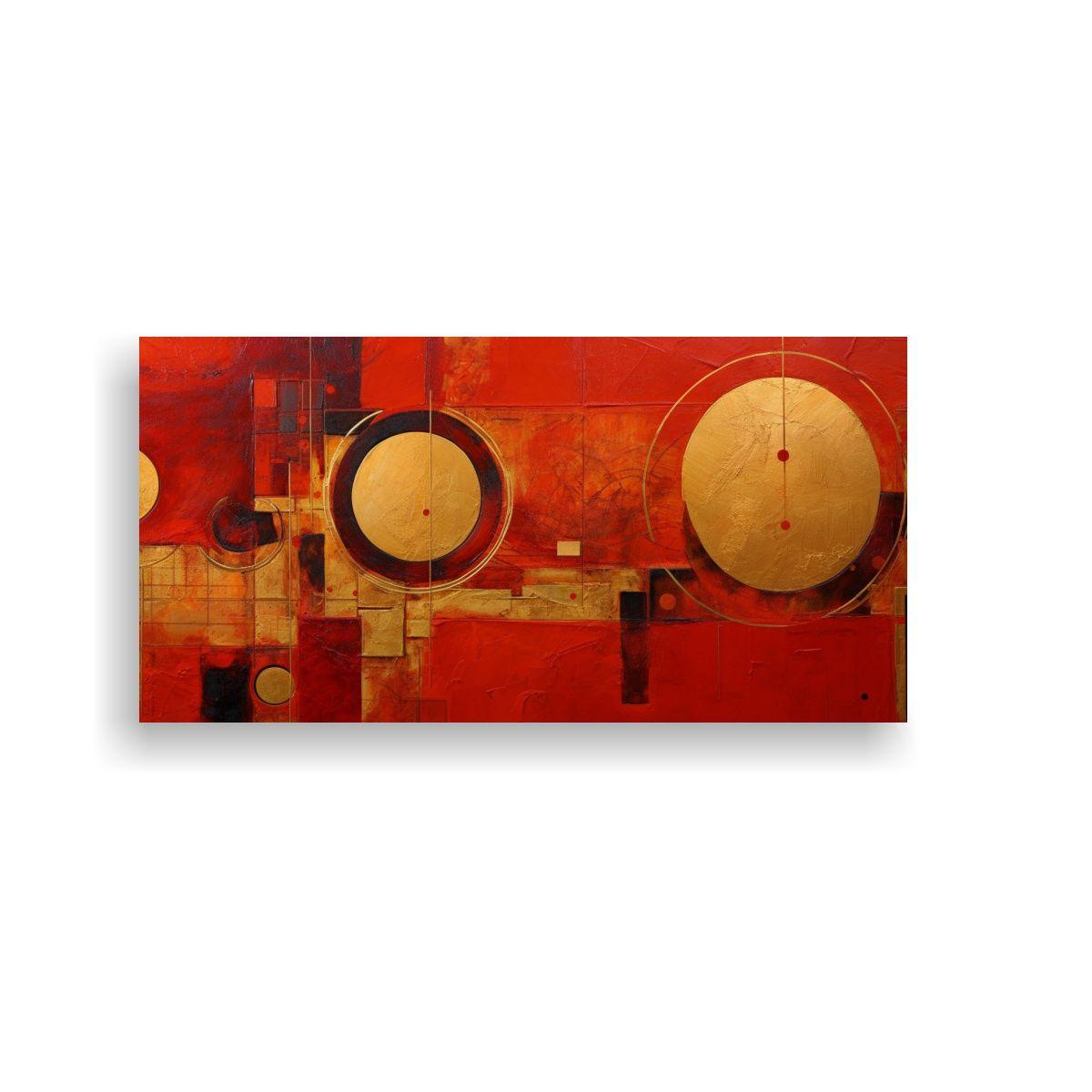 Cuadro Abstracto Rojo Y Dorado En Venta 40x20cm-0