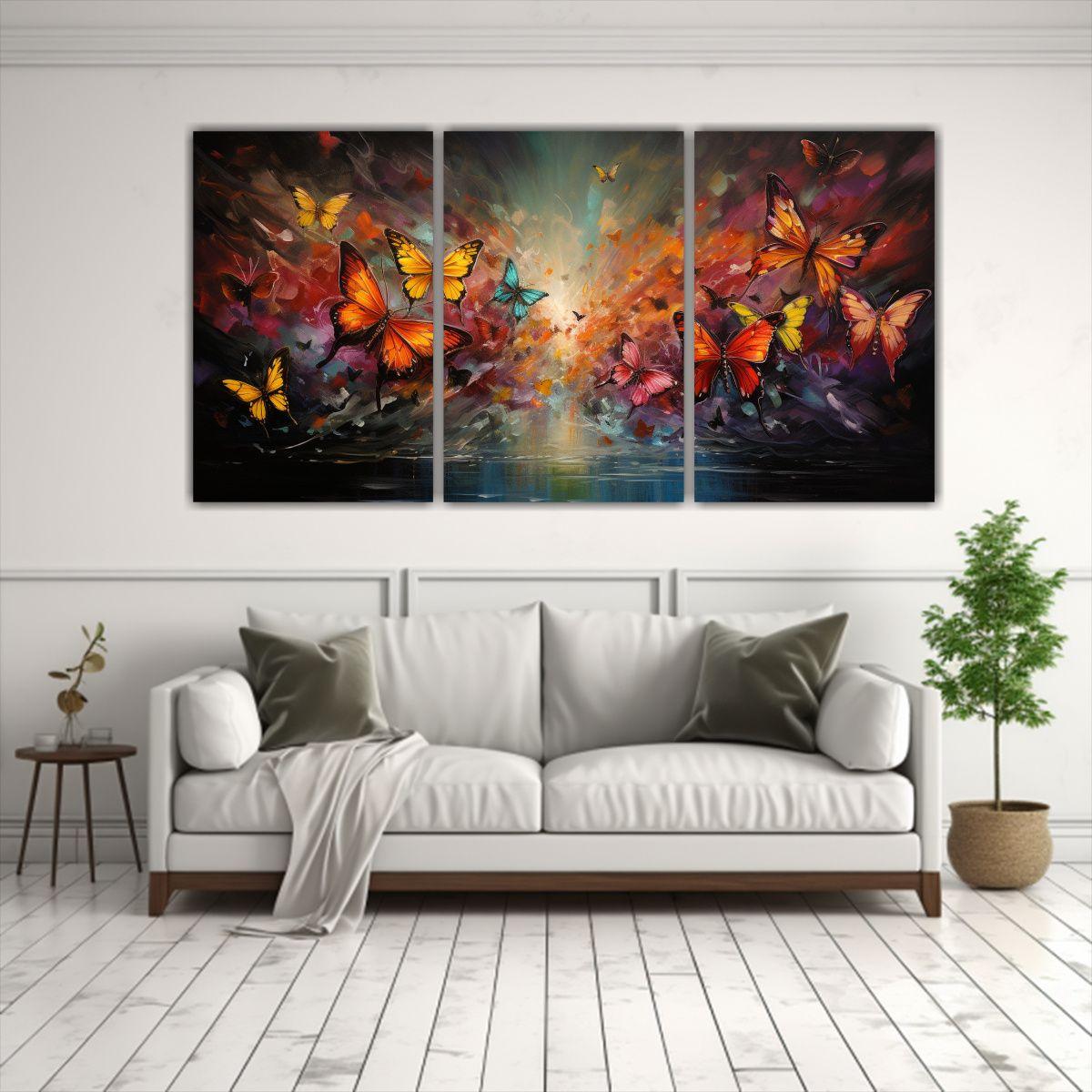 Pinturas Decorativas De Mariposas Abstractas 150x75 Cm-2