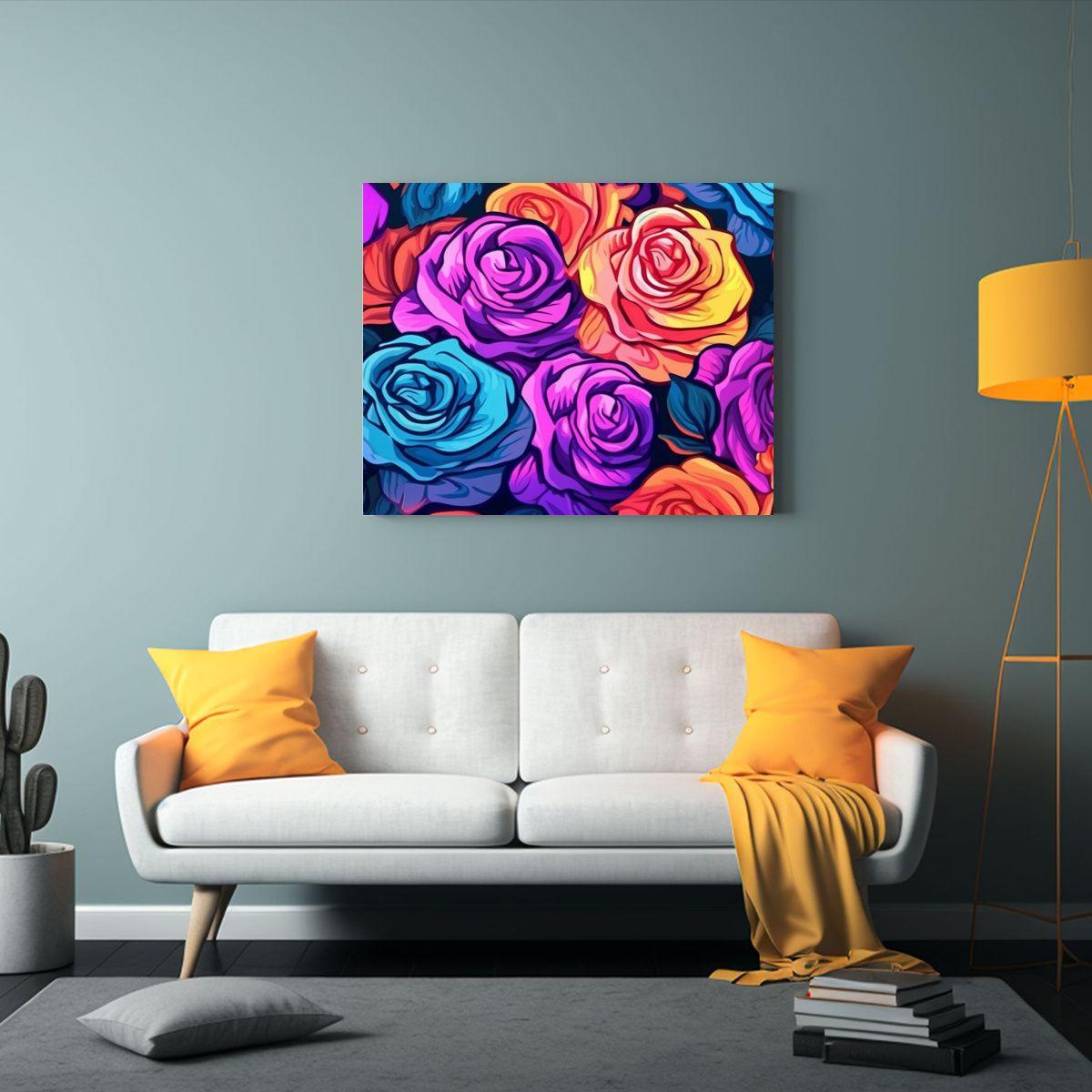 Efecto Visual De Un Patrón De Rosas En Estilo Neofunk Hiper 30x20cm-2