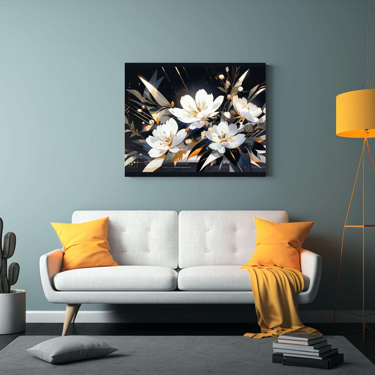 Cuadro Estético De Alta Calidad Blanco Y Oro, 65x50cm-2