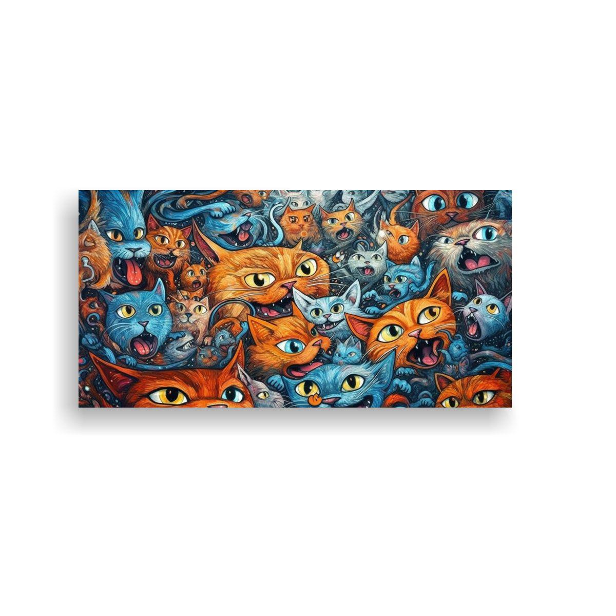 Cuadros De Decoración Con Tema De Gatos Locos 80x40 Cm-0