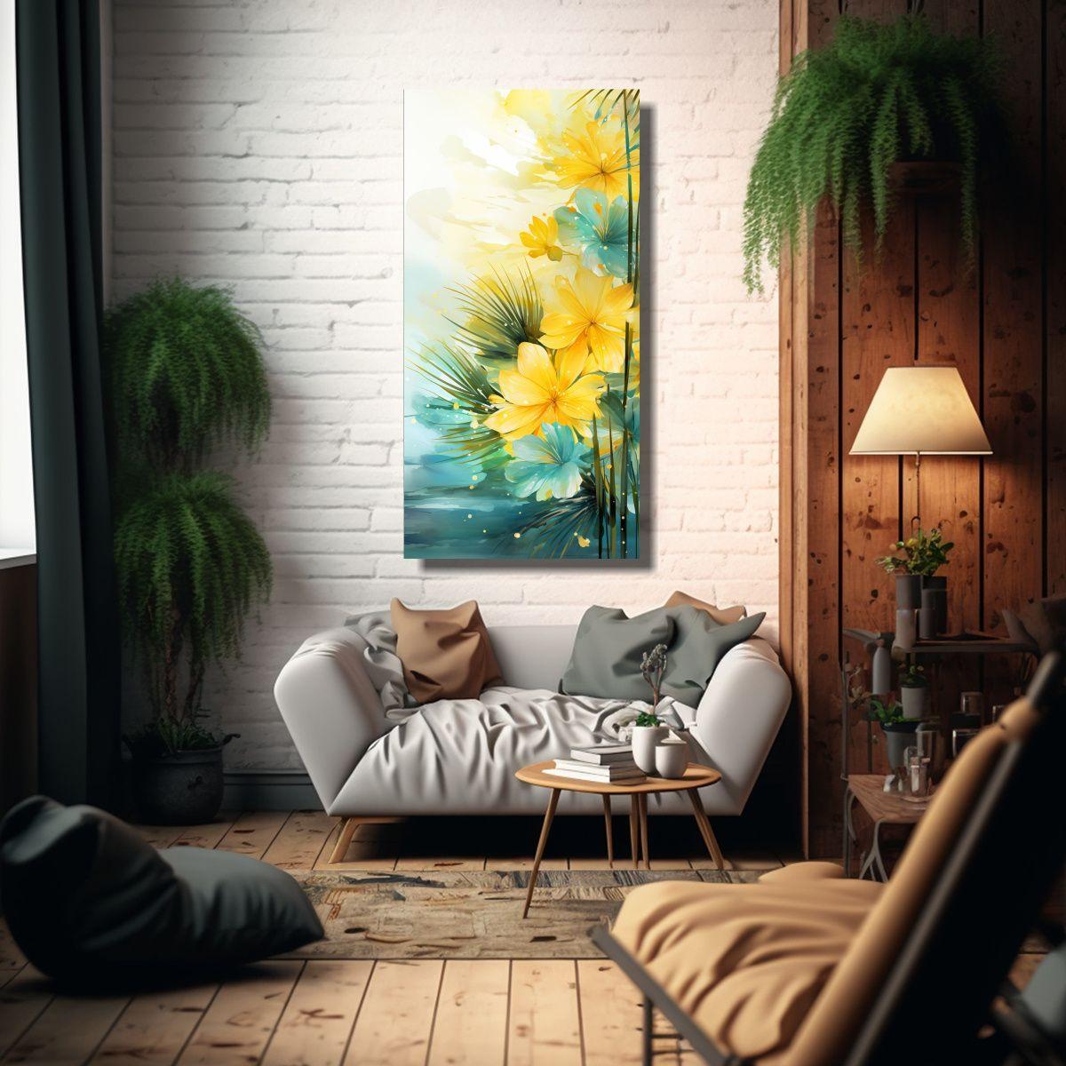 Cuadro Temática Abstracta Y Fantástica Hojas 80x160cm-2