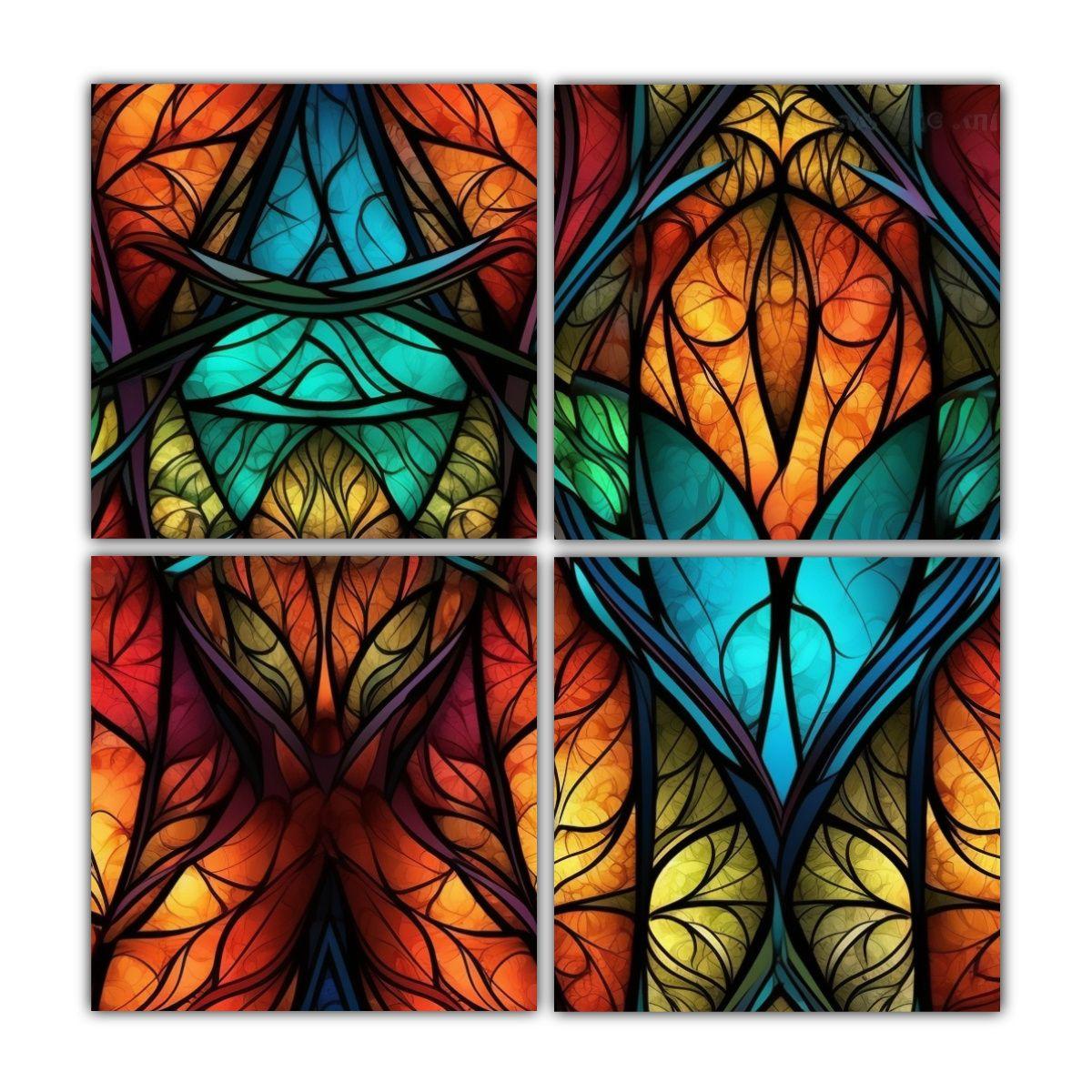 Cuatro Composición Patron Intenso Elegante 140x140 Cm-0
