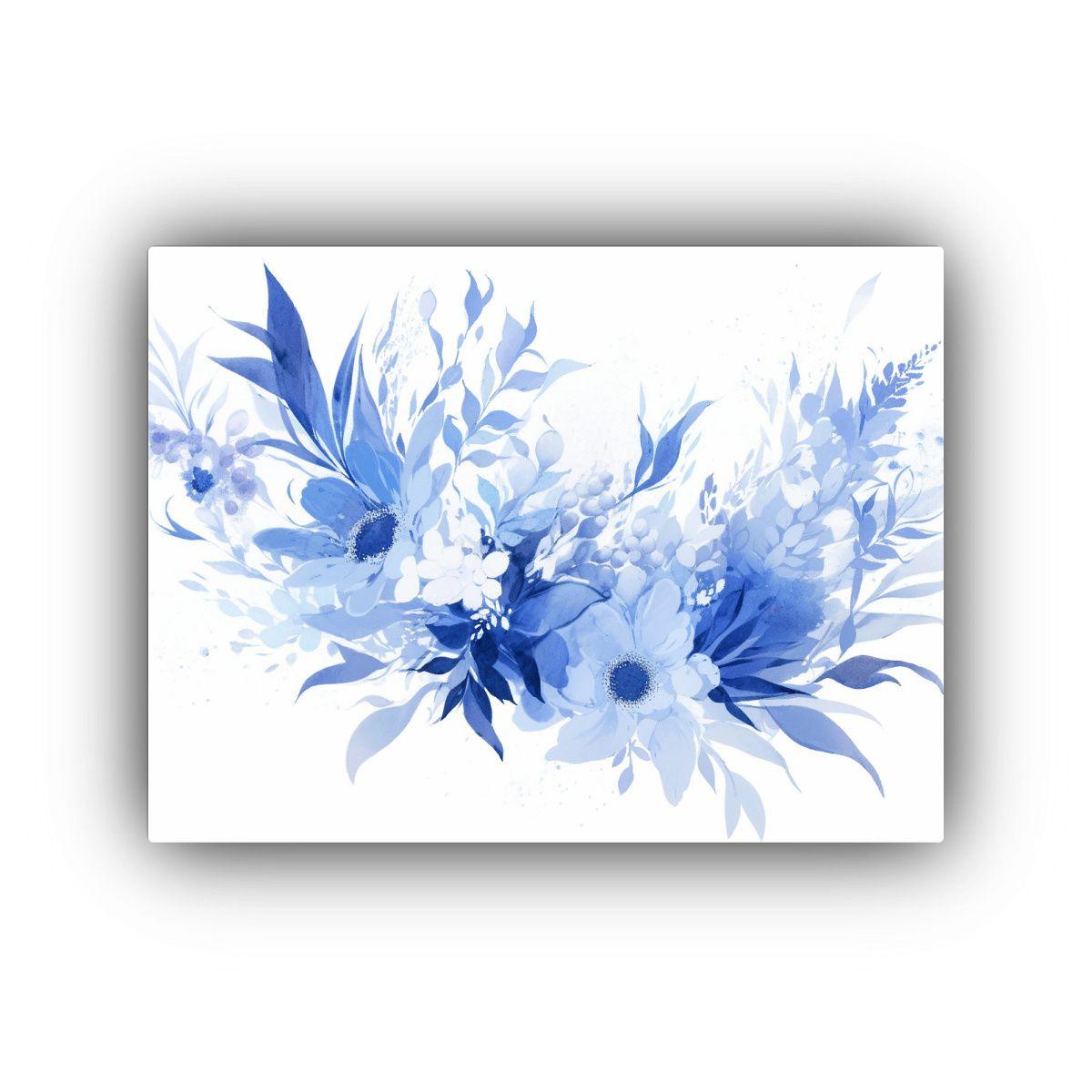 Tela En Bastidor Vintage Calma Blanco Y Azul Atmosfera Neono 90x60cm-0