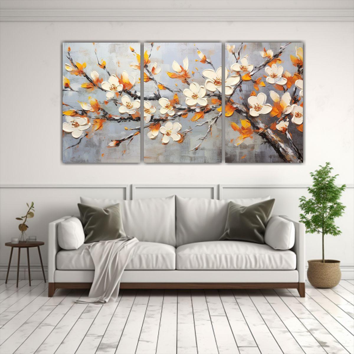 Pintura Lienzo Expresión Actual Cerezo Naranja 120x60 Cm-2