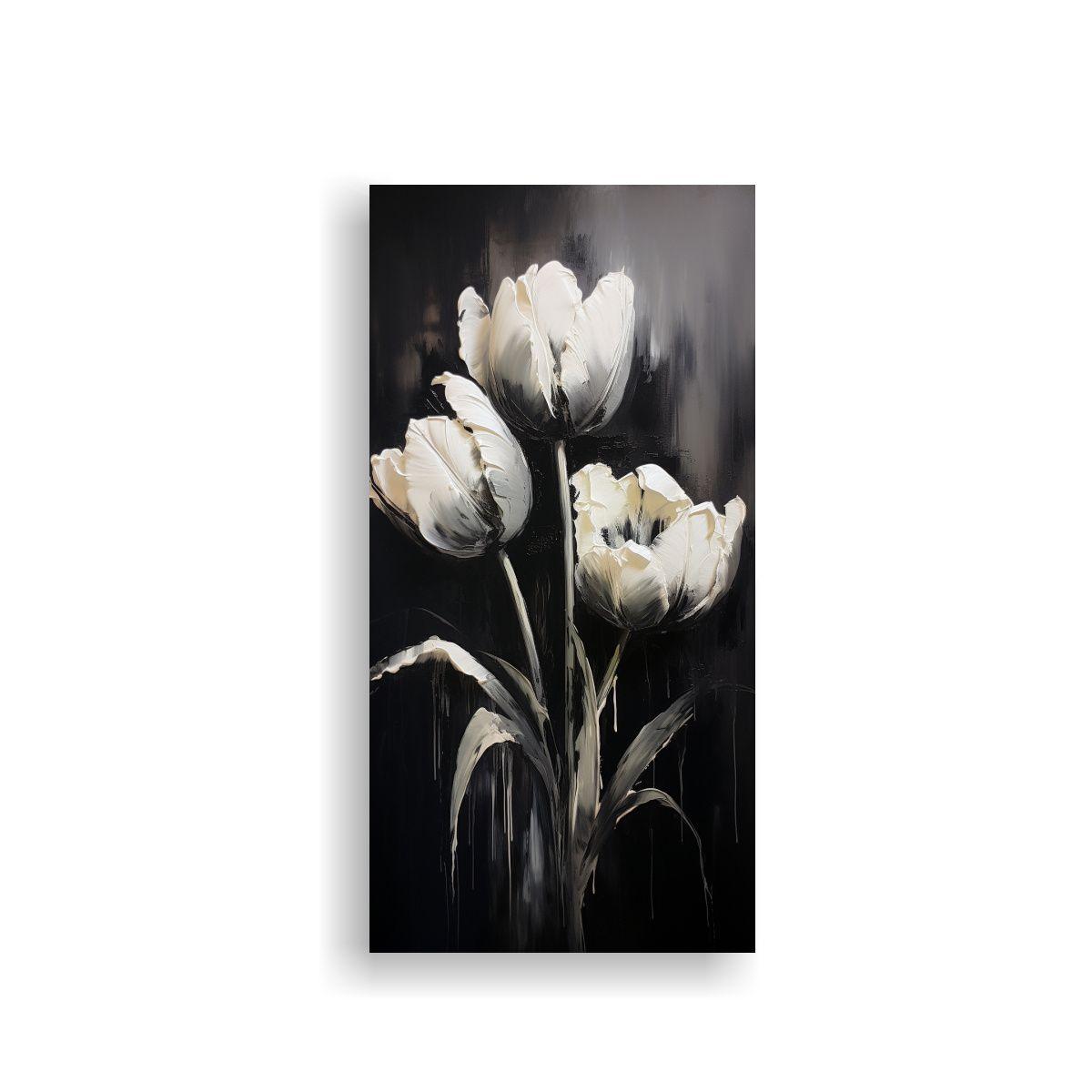 Cuadro Estético De Finas Líneas: Tulipanes 30x60cm-0