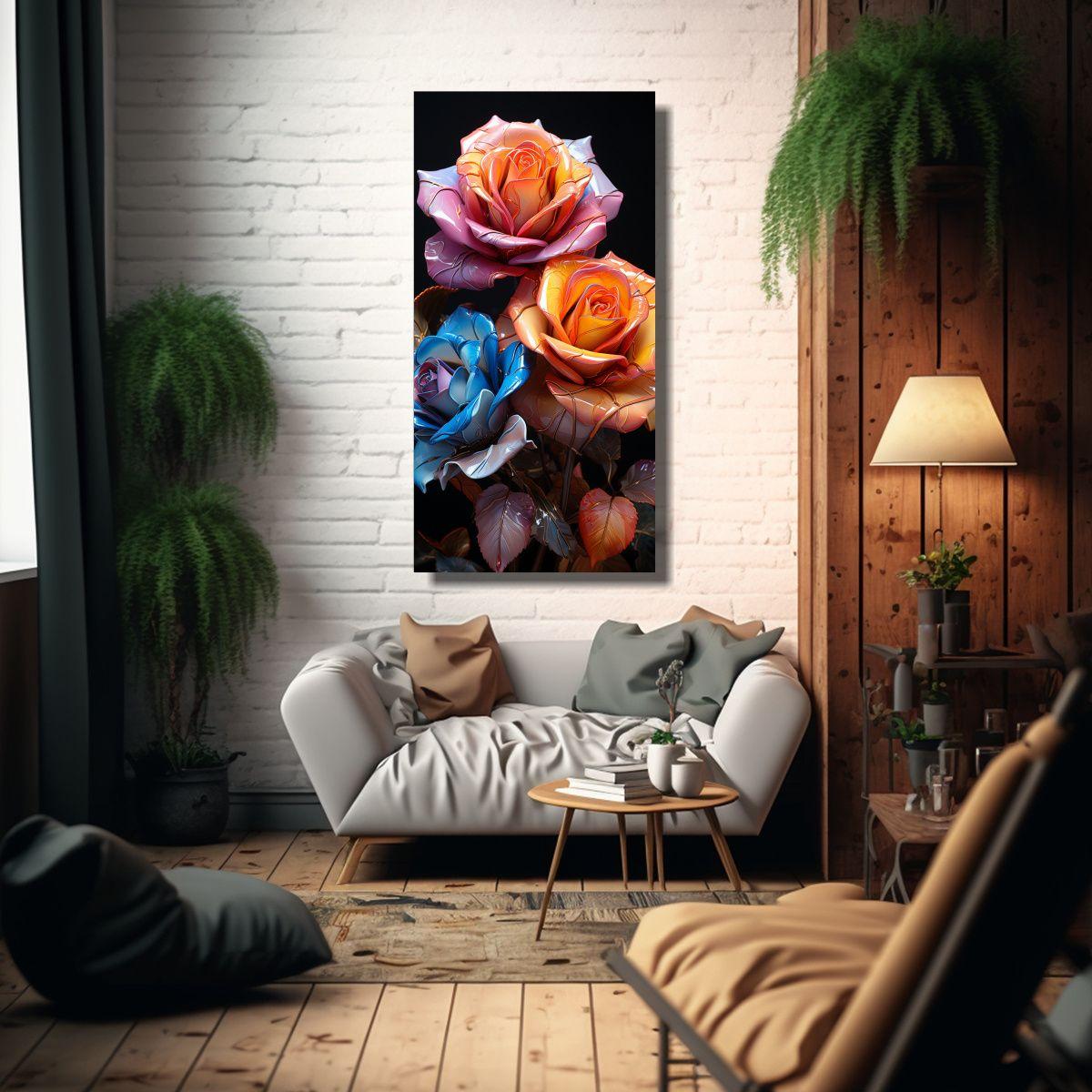 Pinturas Decorativas De Rosas Híbridas En Estilo 70x140cm-2