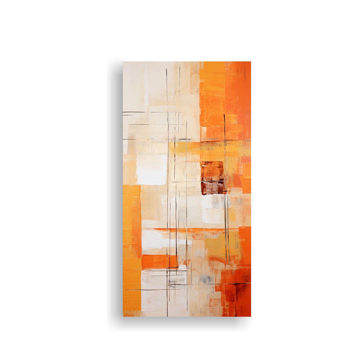 Cuadros Abstractos En Color Naranja De Arte 40x80 Cm-0