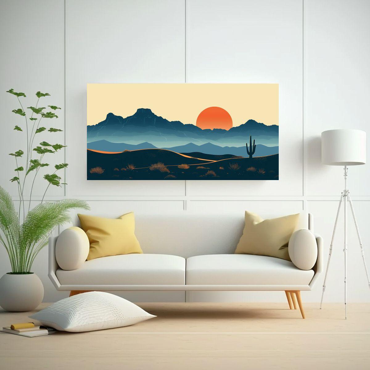 Pintura De Montañas De Texas En Estilo Gerd: 40x20cm-2