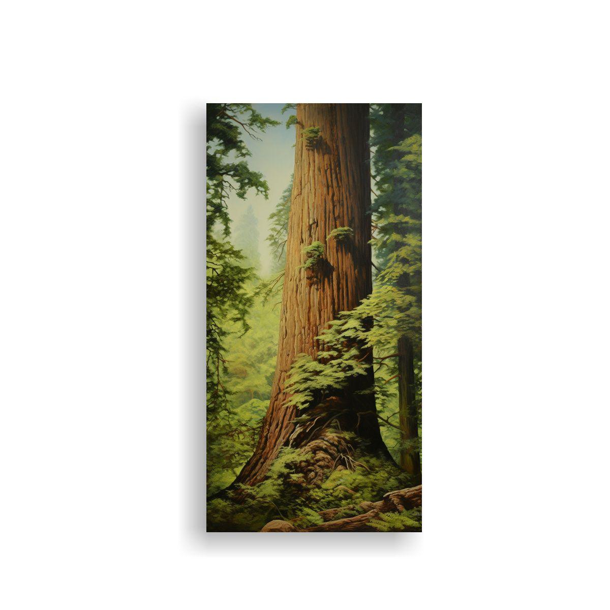 Cuadro Inspirador Del Árbol De Secuoya Pintura 80x160cm-0
