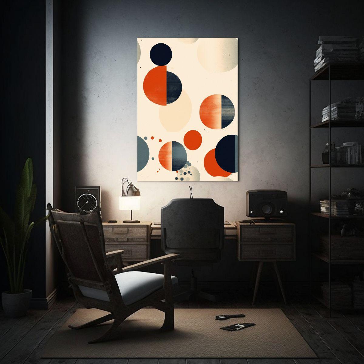 Cuadro Acuarela Interiores Con Círculos En Beige 60x90cm-2