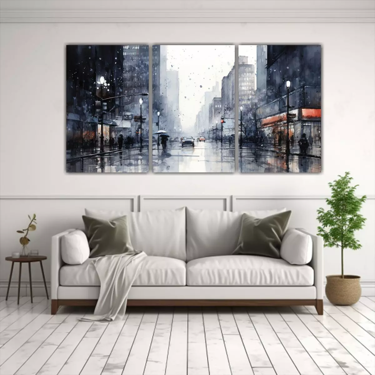 Cuadro Acuarela Ciudad Espacio A Arte Pared 120x60 Cm-2